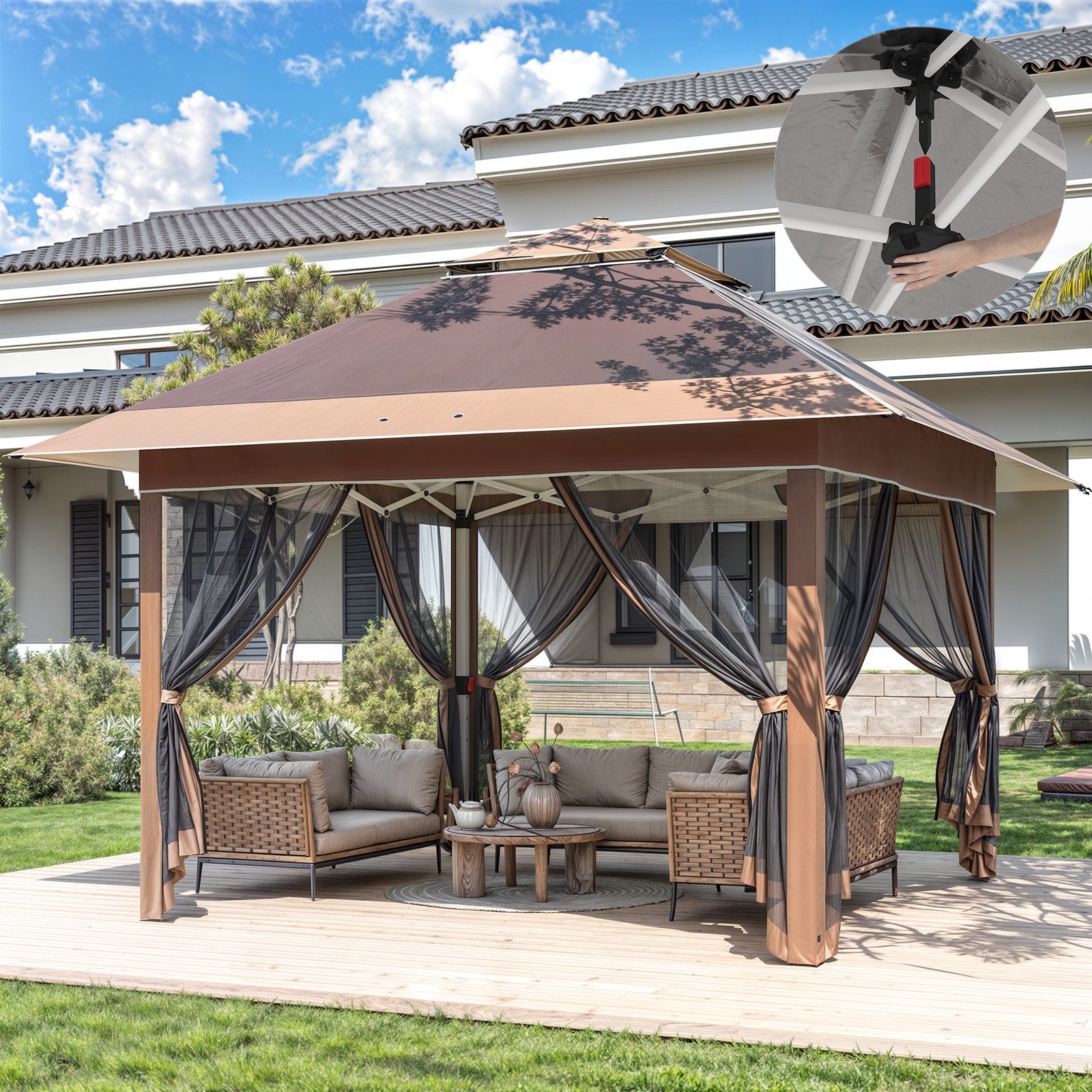 HOMALL Sonnenschirm Gartenschirm 270/330cm, mit Ständer,360° günstig online kaufen