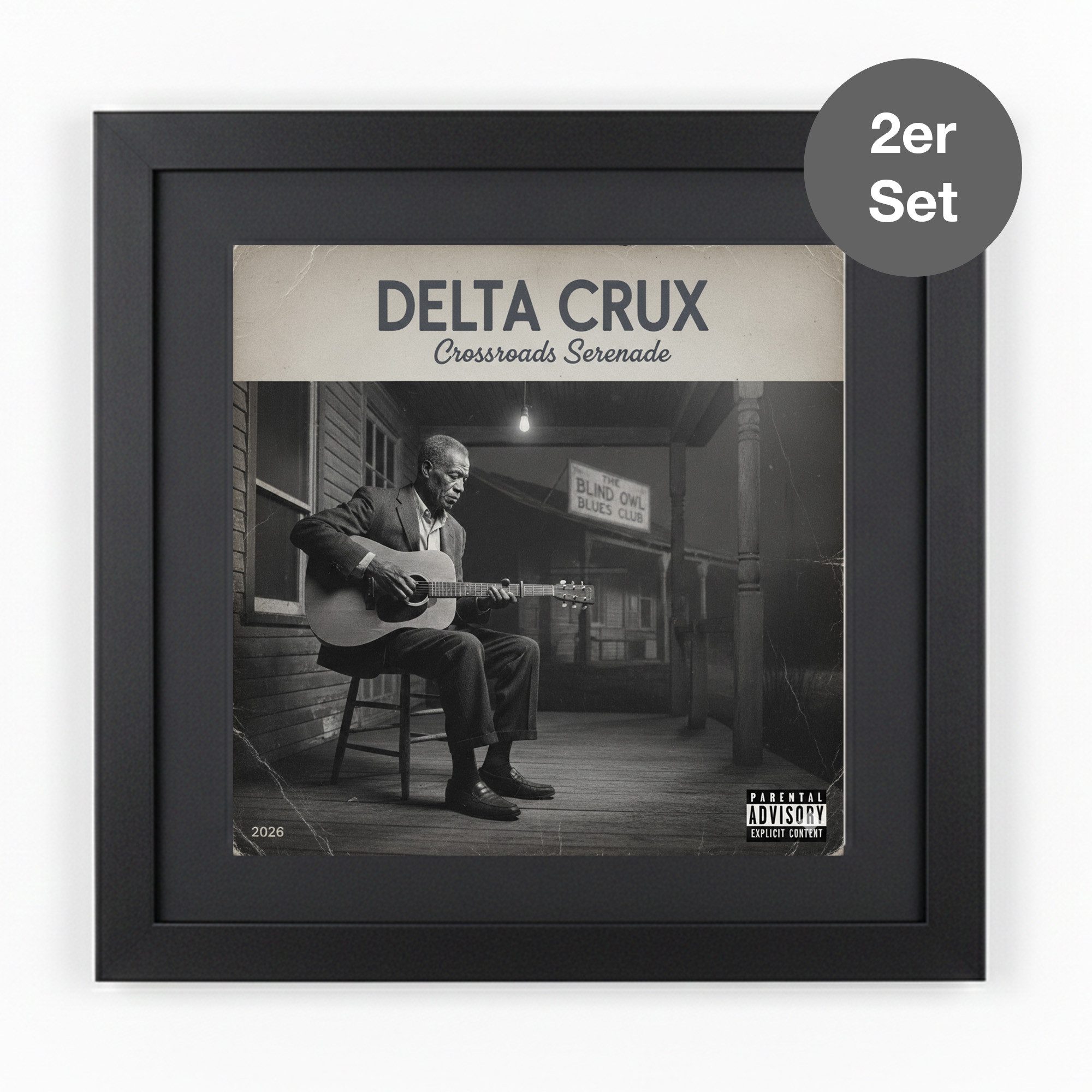 K-Möbel Bilderrahmen Schallplatten Rahmen für das Cover, (2 St), Mit Passepartout