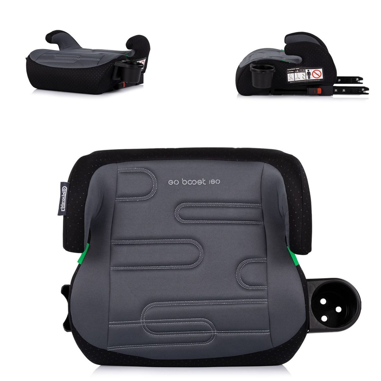 Chipolino Kindersitzerhöhung Kindersitzerhöhung Go Boost, ab: 5, bis: 12, i-Size Isofix (125-150cm) Getränkehalter