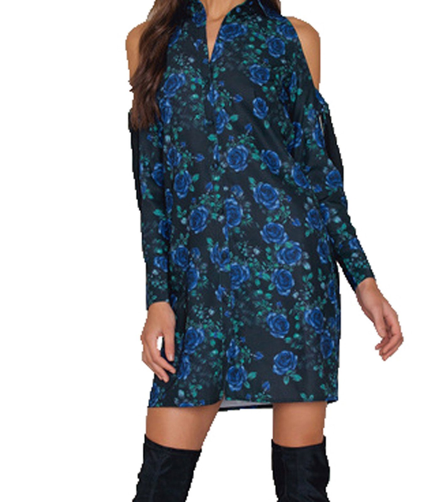 NA-KD Sommerkleid »NA-KD x THERESE LINDGREN Shirt-Kleid blumiges Damen Midi- Kleid Freizeit-Kleid Blau« online kaufen | OTTO
