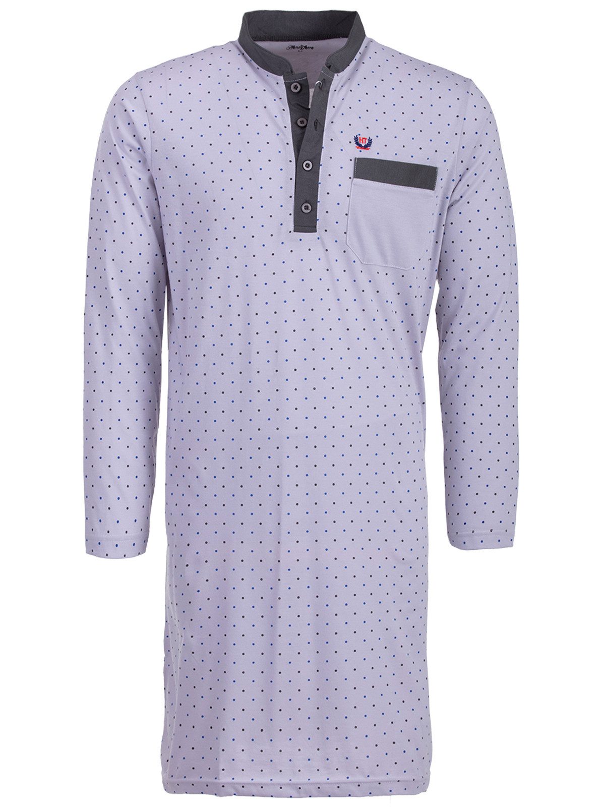 Henry Terre Nachthemd Nachthemd Langarm - Stehkragen mit Punkten günstig online kaufen