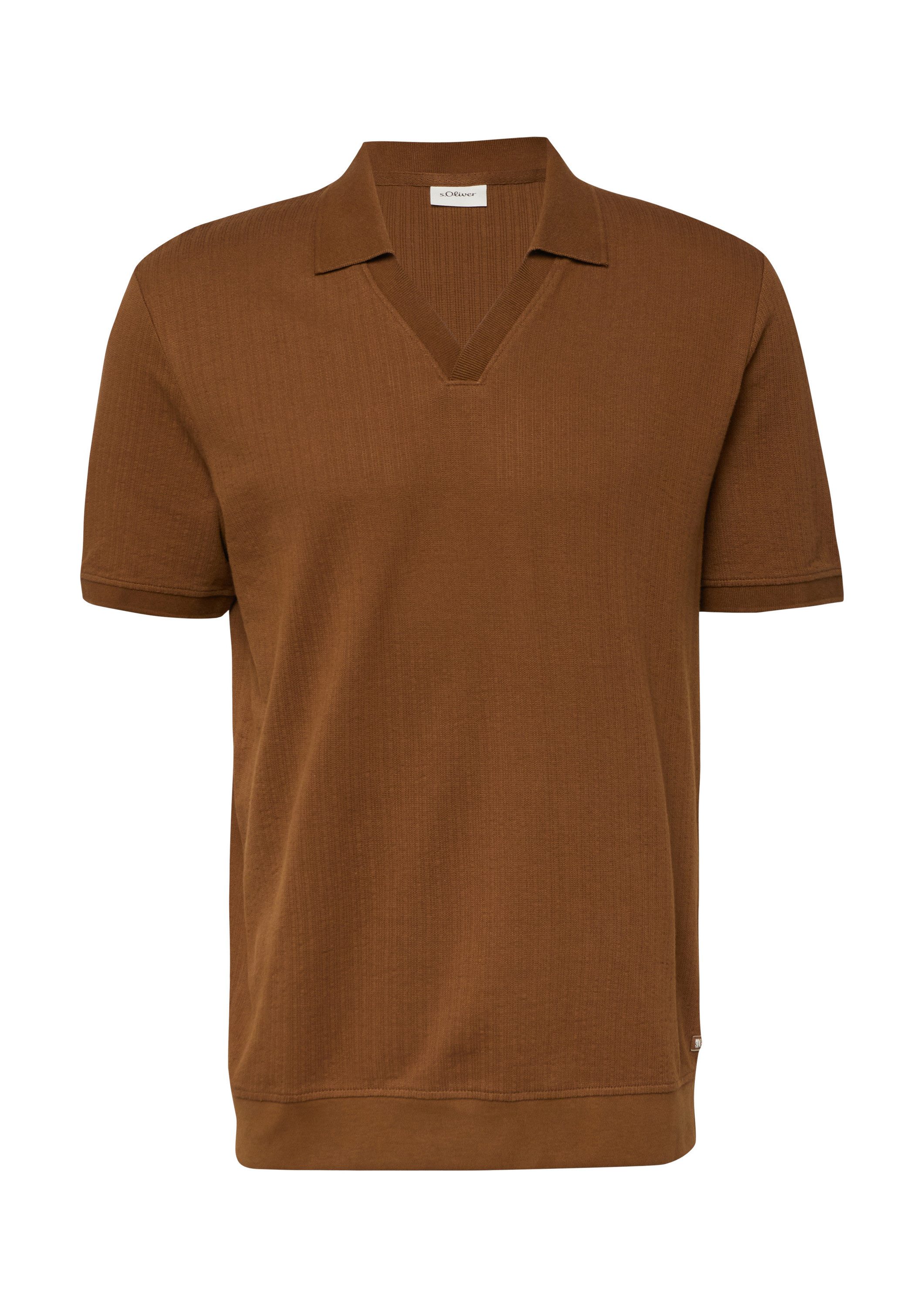 s.Oliver Kurzarmshirt Polo-Shirt Polo-Shirt aus strukturiertem Baumwolljersey