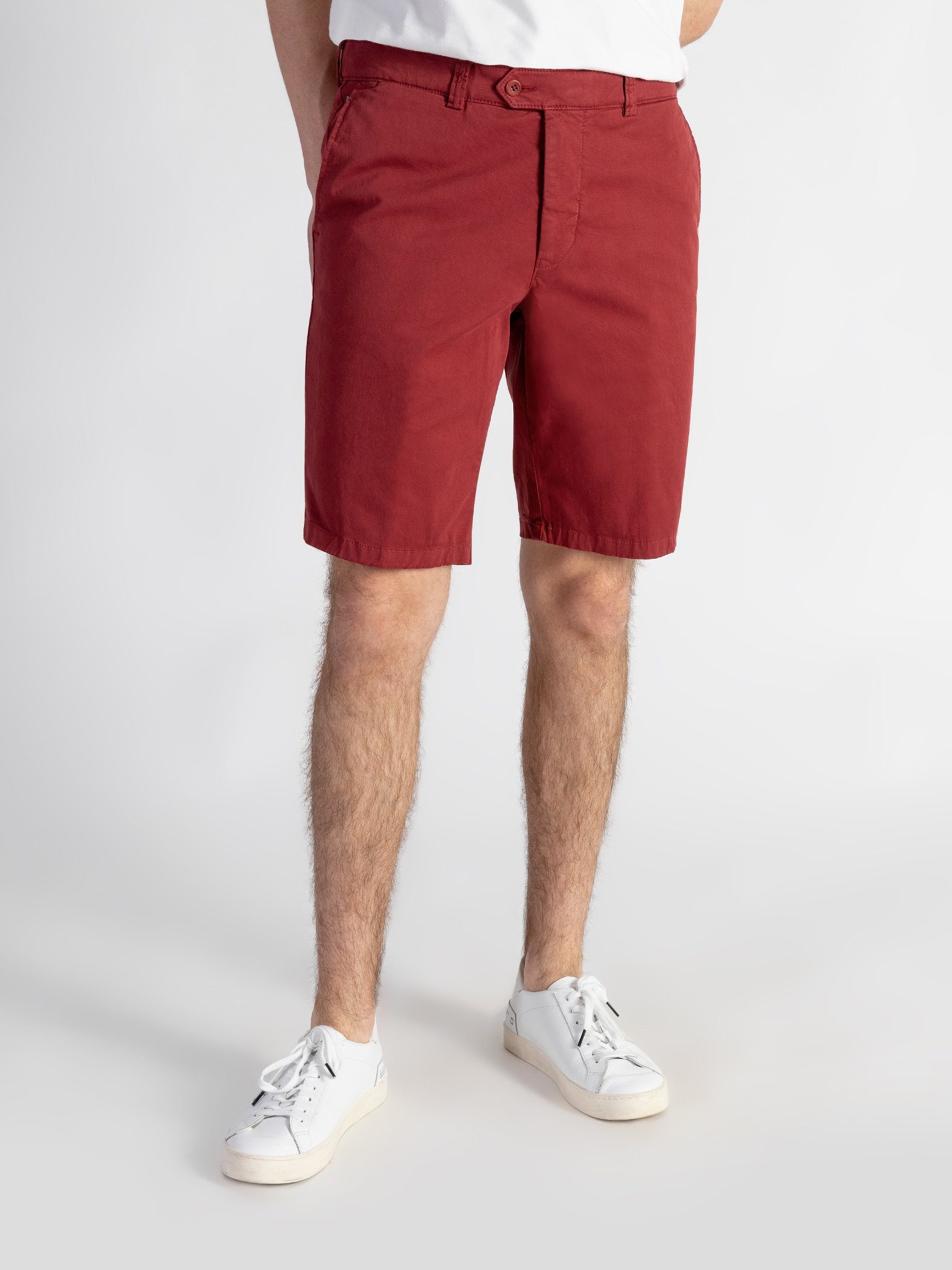 TwoMates Shorts Shorts mit elastischem Farbauswahl, GOTS-zertifiziert Bund, Rot