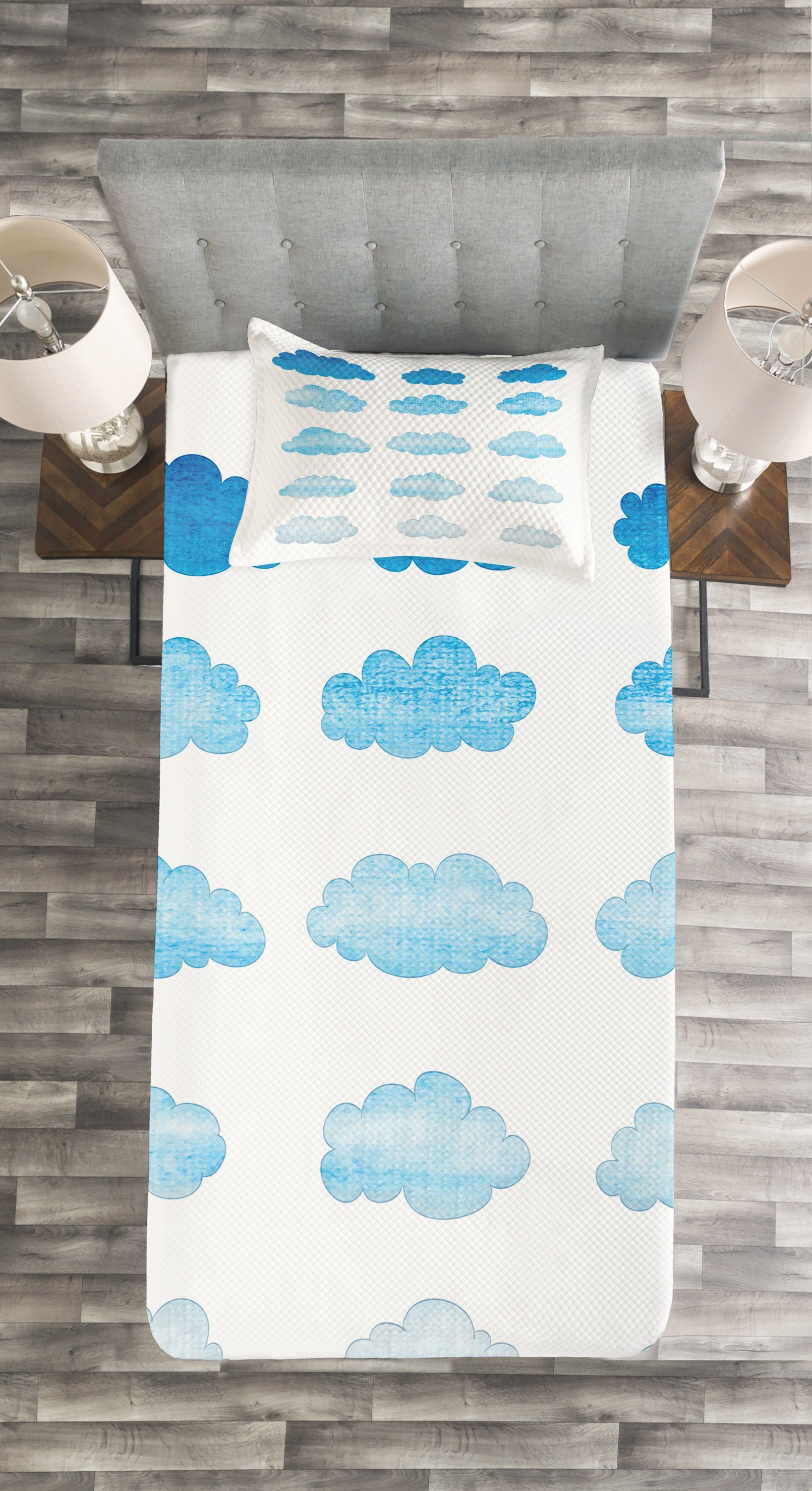 Set Tagesdecke Wolke Kissenbezügen mit Blended Stil Abakuhaus, Waschbar, Aquarell