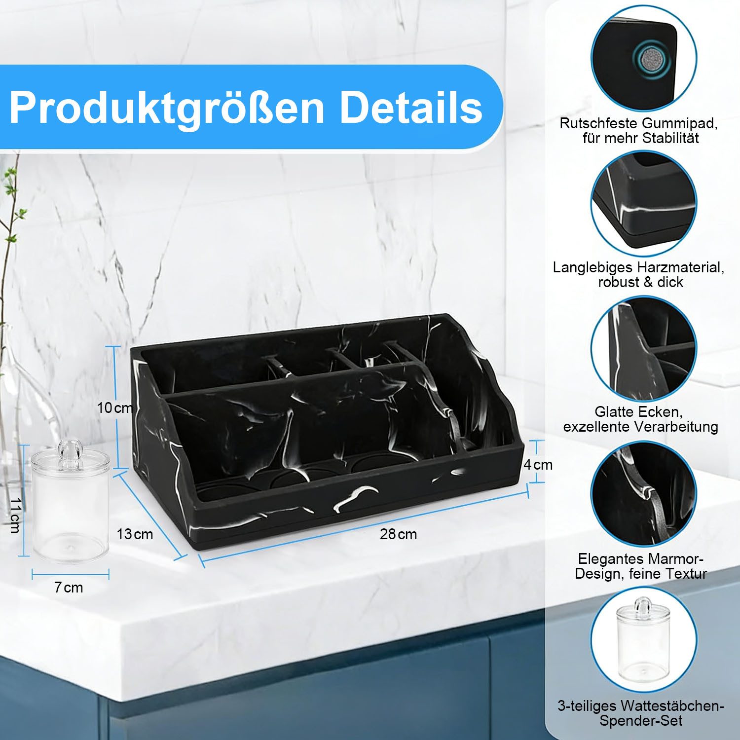 SURFOU Zahnbürstenhalter Toothbrush Holder Zahnbürste Halterung mit Trennwände, Bad Accessoires für Büro, Wohnzimmer, Eitelkeit Countertop – Bild 4 von 5
