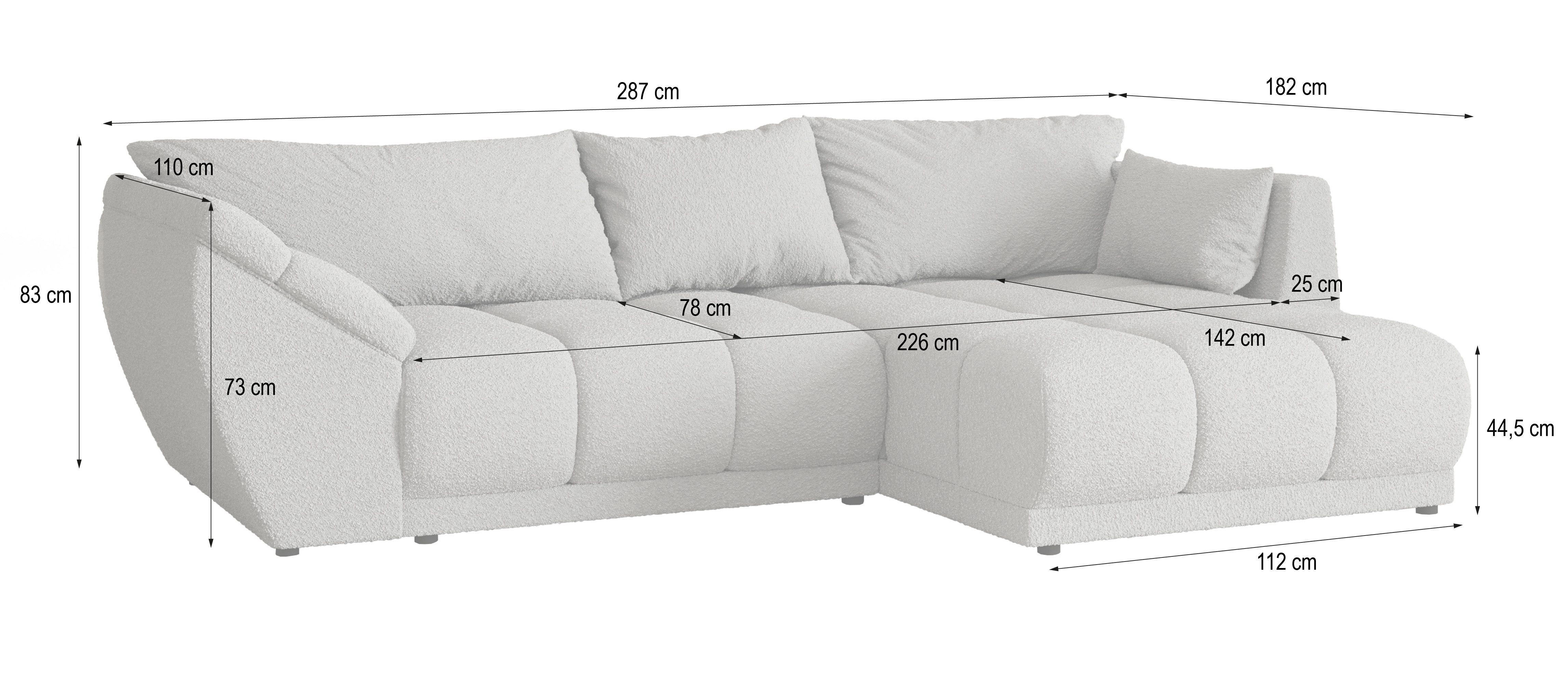 Masseno Ecksofa ORENTI mit Schlaffunktion L-Form, Sofa mit Bettkasten