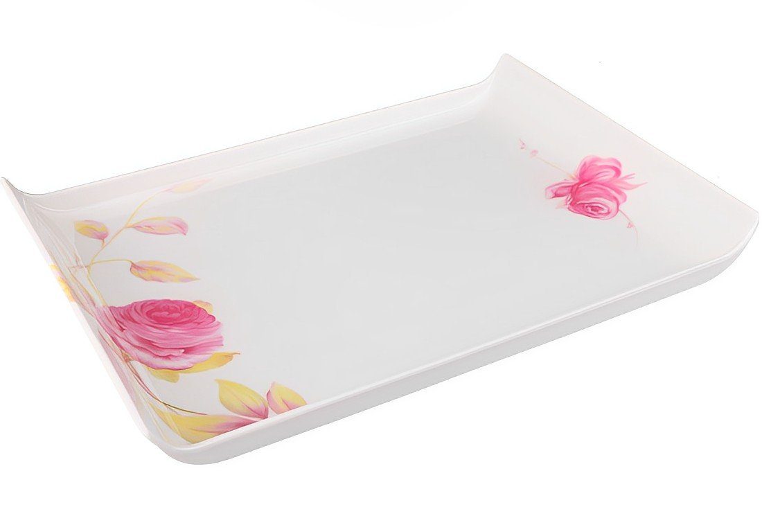 Dekonaz Tablett Bavary-Serviertablett, Rechteck, Blüte, Kunststoff