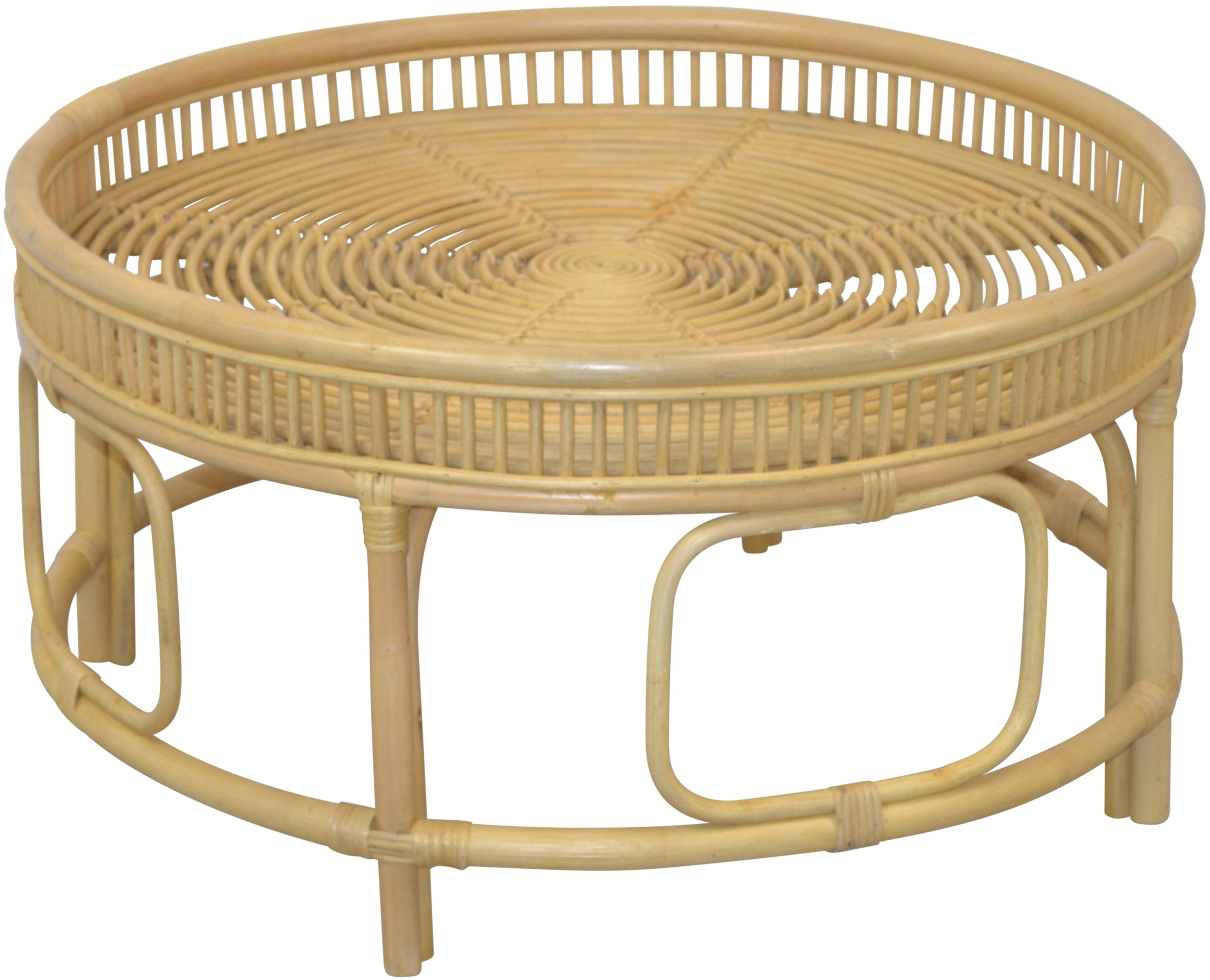 HOFMANN LIVING AND MORE Couchtisch, Rattan-Couchtisch mit oder ohne Glasplatte lieferbar