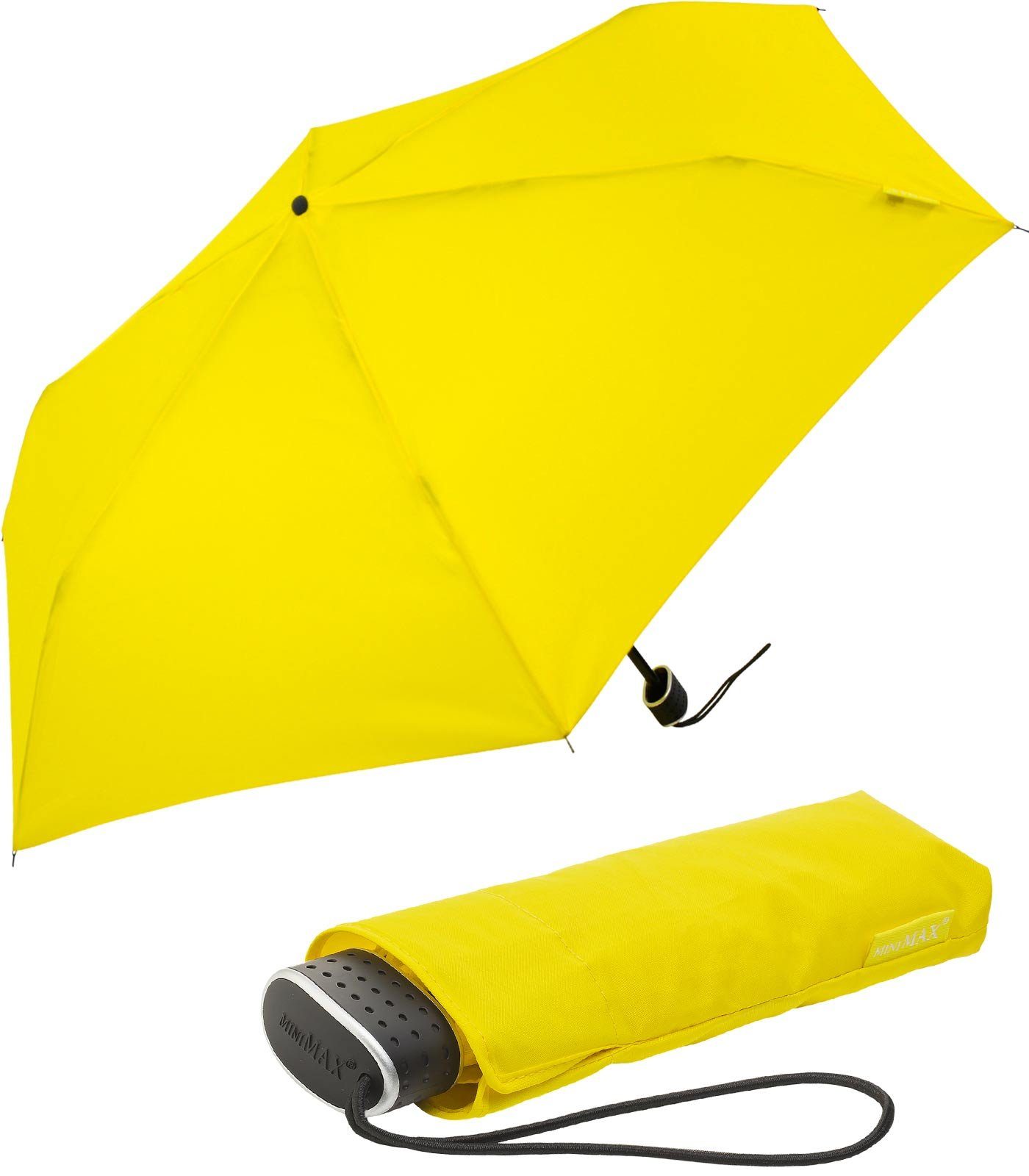 Impliva Taschenregenschirm miniMAX® Flat leichter flacher Schirm, perfekt  für das Reisegepäck | Taschenschirme
