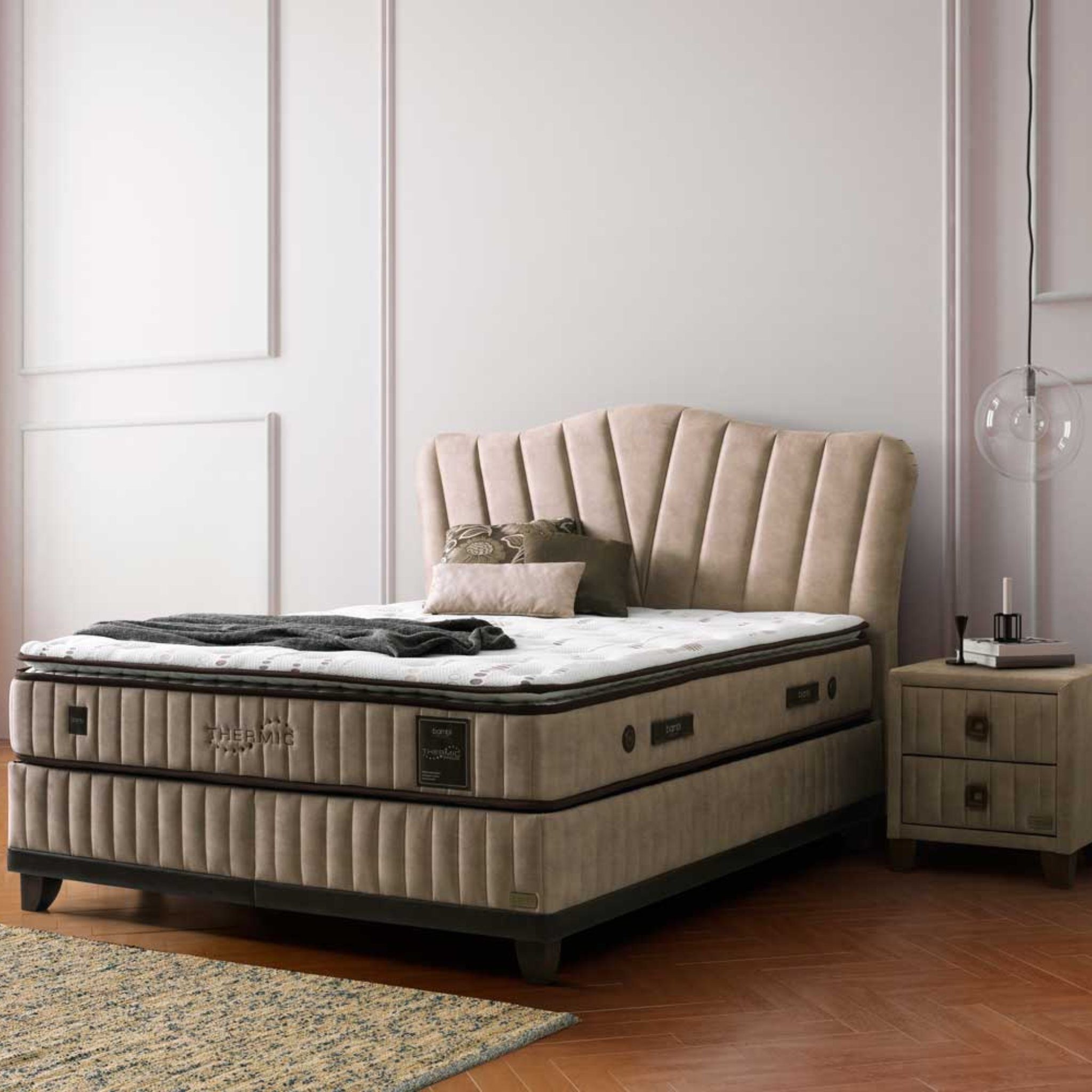 Bambi Boxspringbett 8 Schichten mit Topper Höhe 30 cm Matratze Thermic Prime (2 Bettkästen, Matratze, Kopfteile)