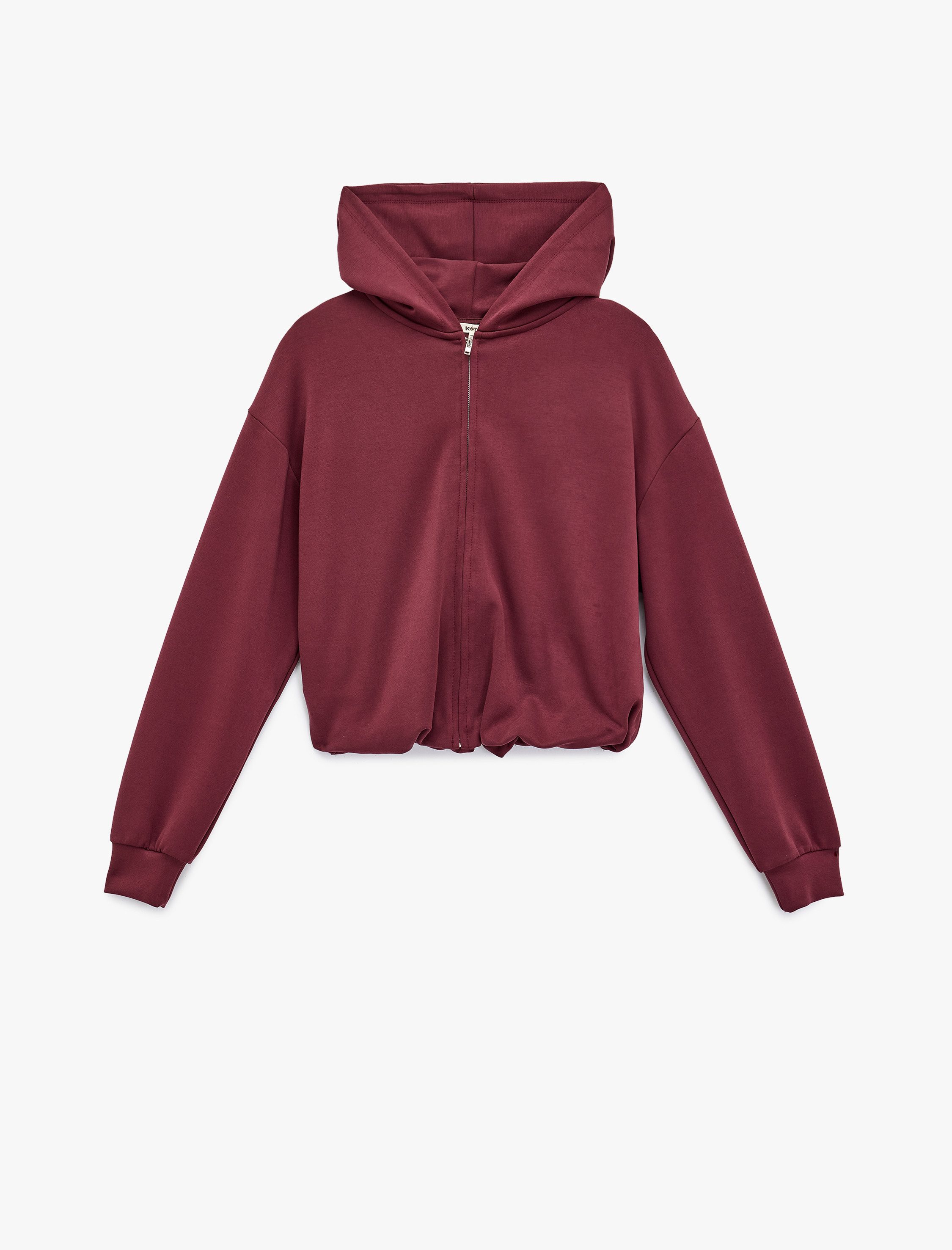 Koton Sweatshirt Koton Modal-Kapuzen-Sweatshirt Mit Reißverschluss