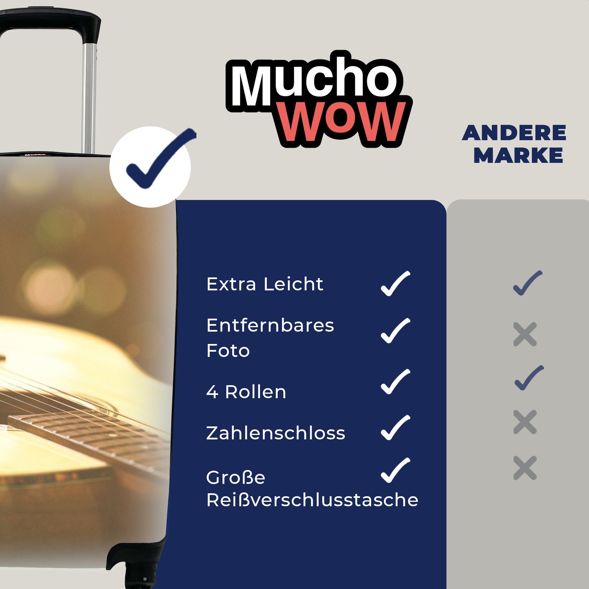 Reisekoffer Handgepäckkoffer für Trolley, Reisetasche Gitarre, Abstraktes 4 einer rollen, Porträt Ferien, Rollen, mit MuchoWow Handgepäck akustischen