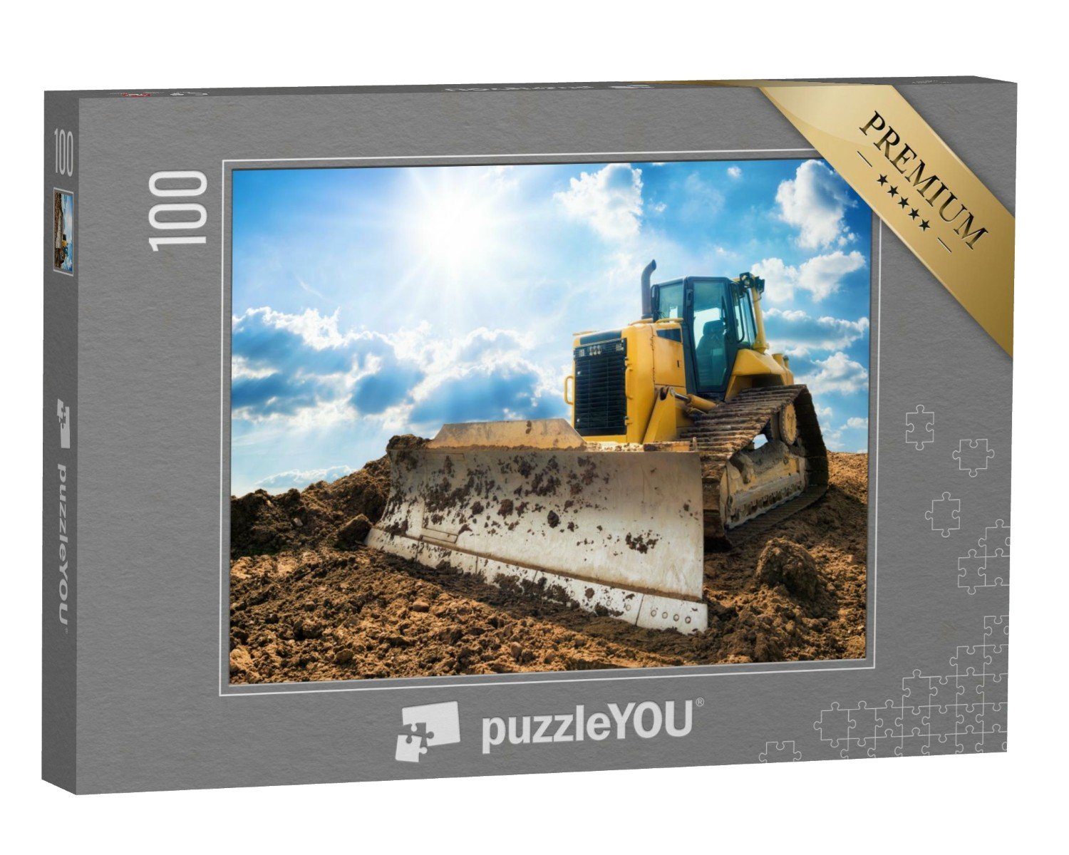 puzzleYOU Puzzle Gelber Bagger auf neuer Baustelle, 100 Puzzleteile, puzzleYOU-Kollektionen Bagger