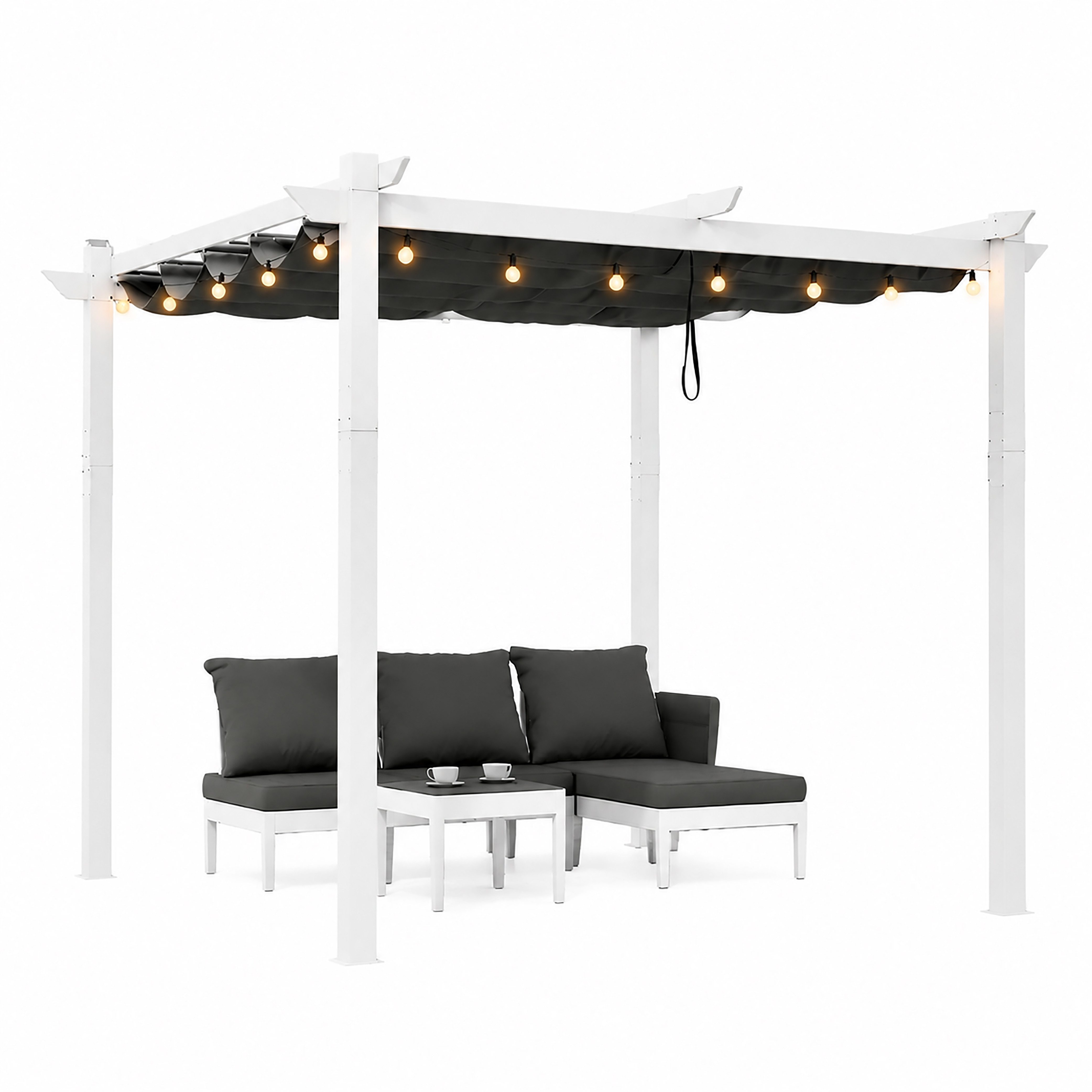 PURPLE LEAF Pergola 3 x 4 m Pavillon mit Schiebedach Aluminium Wasserdicht, UV-Schutz, BxTxH: 300x300x245 cm, (Komplettes Set, Freistehende Pergola mit manuellem Schiebedach), Gartenpavillon Stabil & Winterfest, Terrasse, Balkon