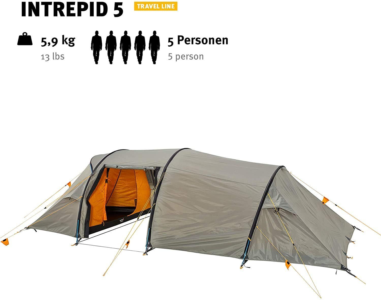 5 5 Personen: Line Intrepid Tunnelzelt 5-Personen Familienzelt, Travel - - Tents Wechsel