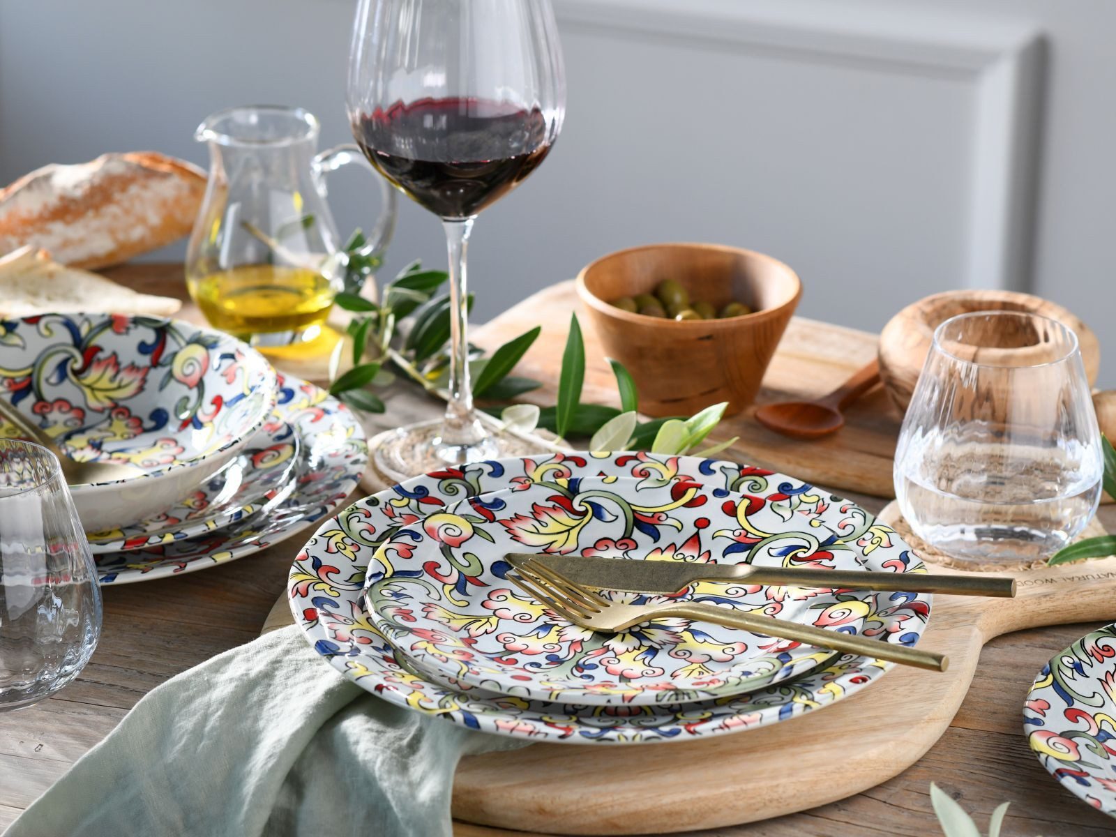 CreaTable Kombiservice Arabesque Rot (18-tlg), 6 Personen, Steingut