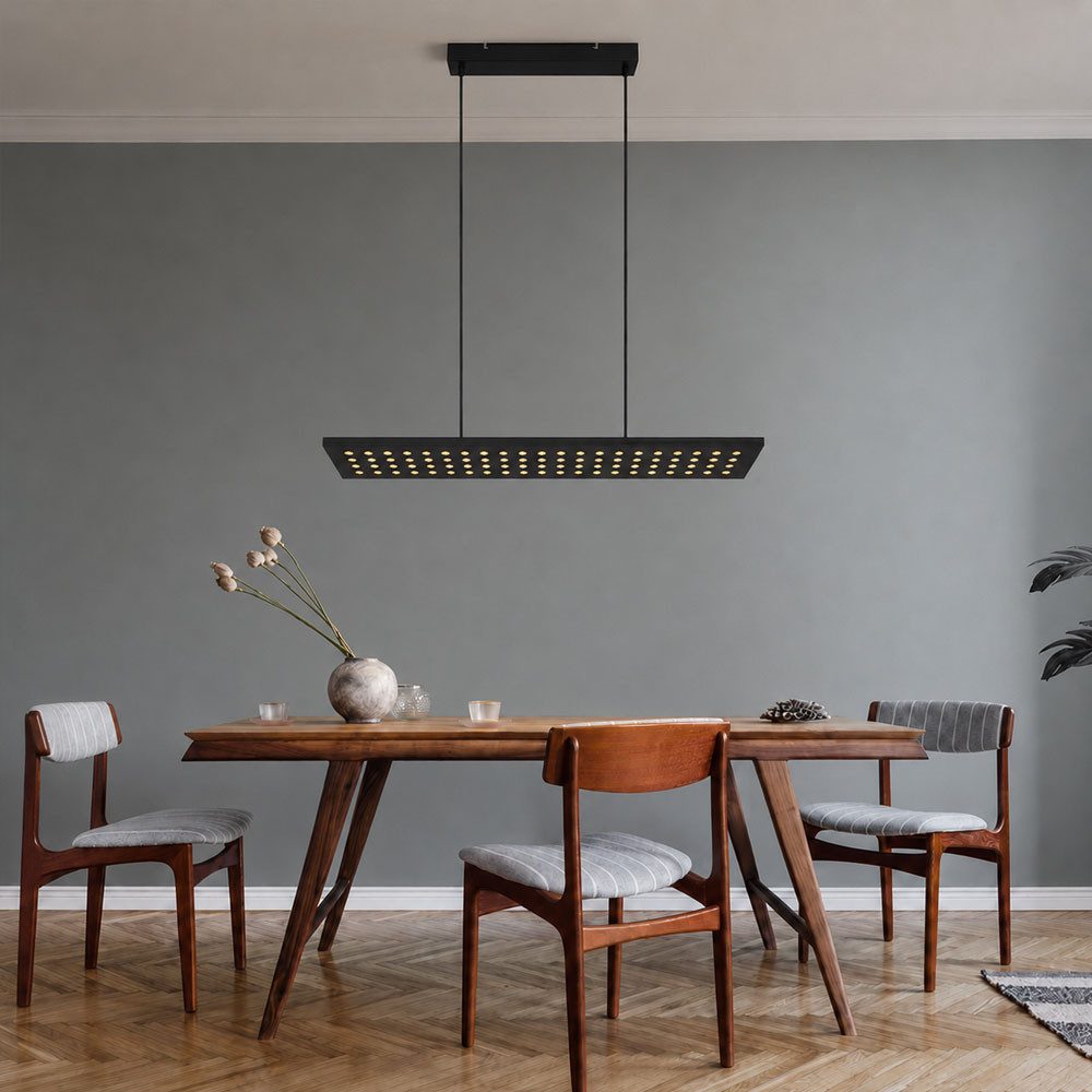 GLOBO LIGHTING LED-Hängeleuchte, LED-Leuchtmittel fest verbaut, Warmweiß, LED Hängeleuchte Wohnzimmerlampe Metall schwatz dimmbar Holz L 80 cm