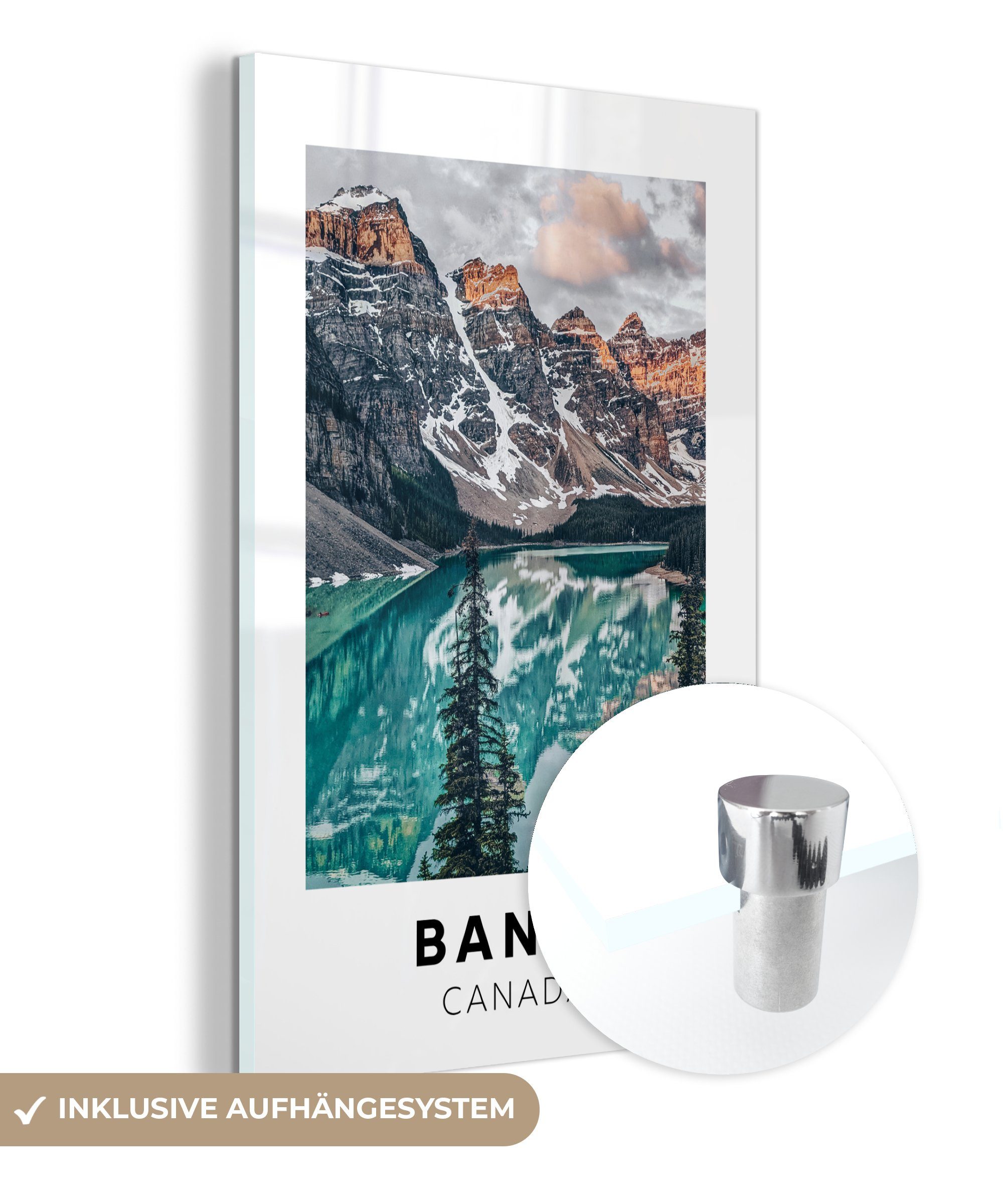 MuchoWow Acrylglasbild Kanada - Berge St), (1 - - Glasbilder Wasser, Glas auf Glas auf Wanddekoration - Foto Bilder - Wandbild
