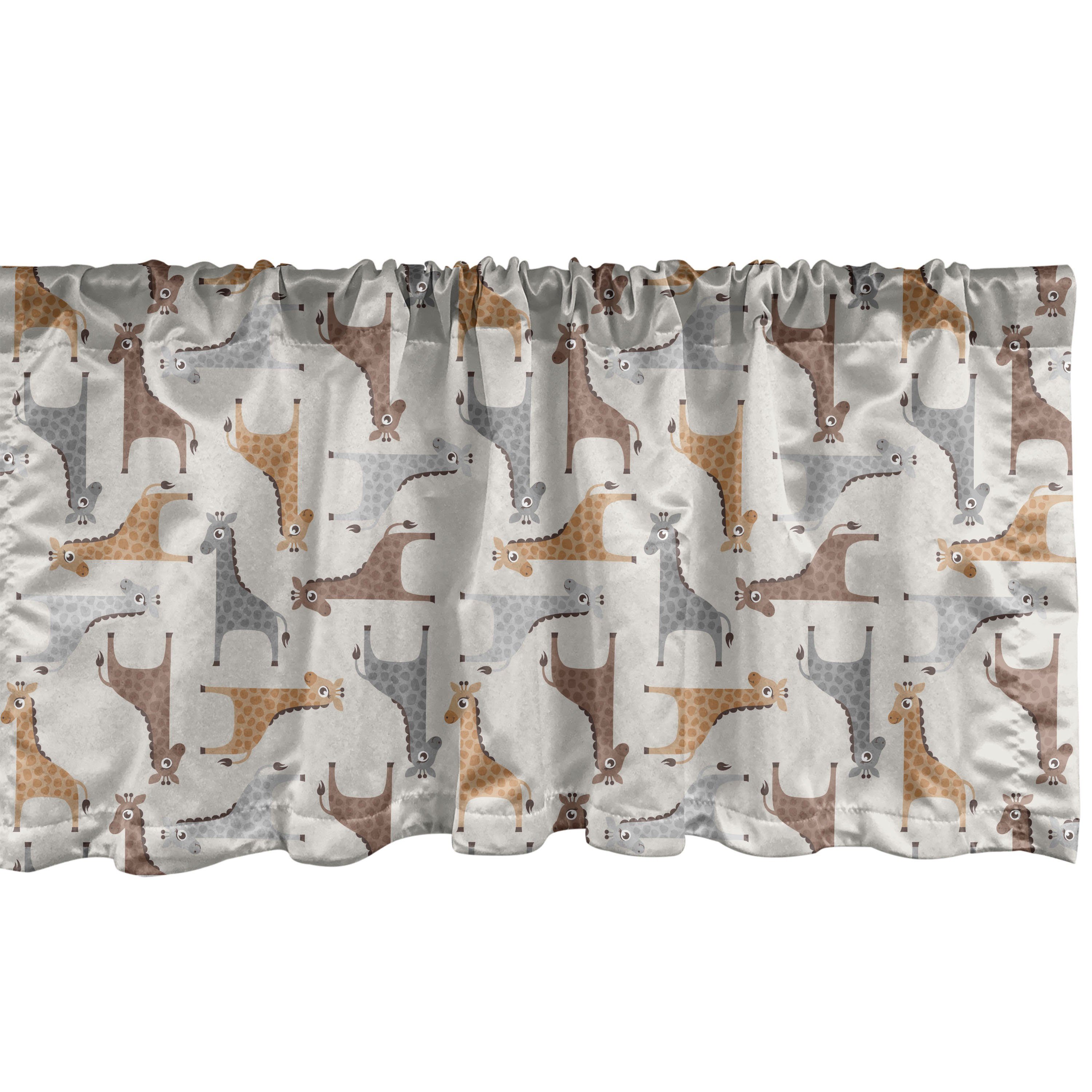 Scheibengardine Vorhang Volant für Küche Schlafzimmer Dekor mit Stangentasche, Abakuhaus, Microfaser, Giraffe Long Neck mit Spots