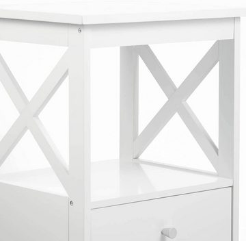 EUGAD Nachttisch (2-St), Beistelltisch aus MDF mit Schublade und Ablage Weiß