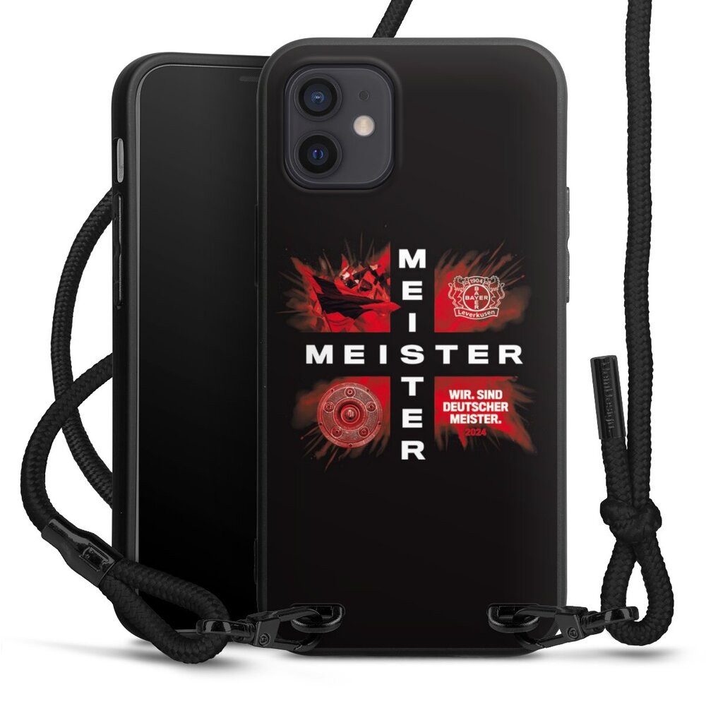 DeinDesign Handyhülle Bayer 04 Leverkusen Meister Offizielles Lizenzprodukt, Apple iPhone 12 mini Premium Handykette Hülle mit Band Cover mit Kette