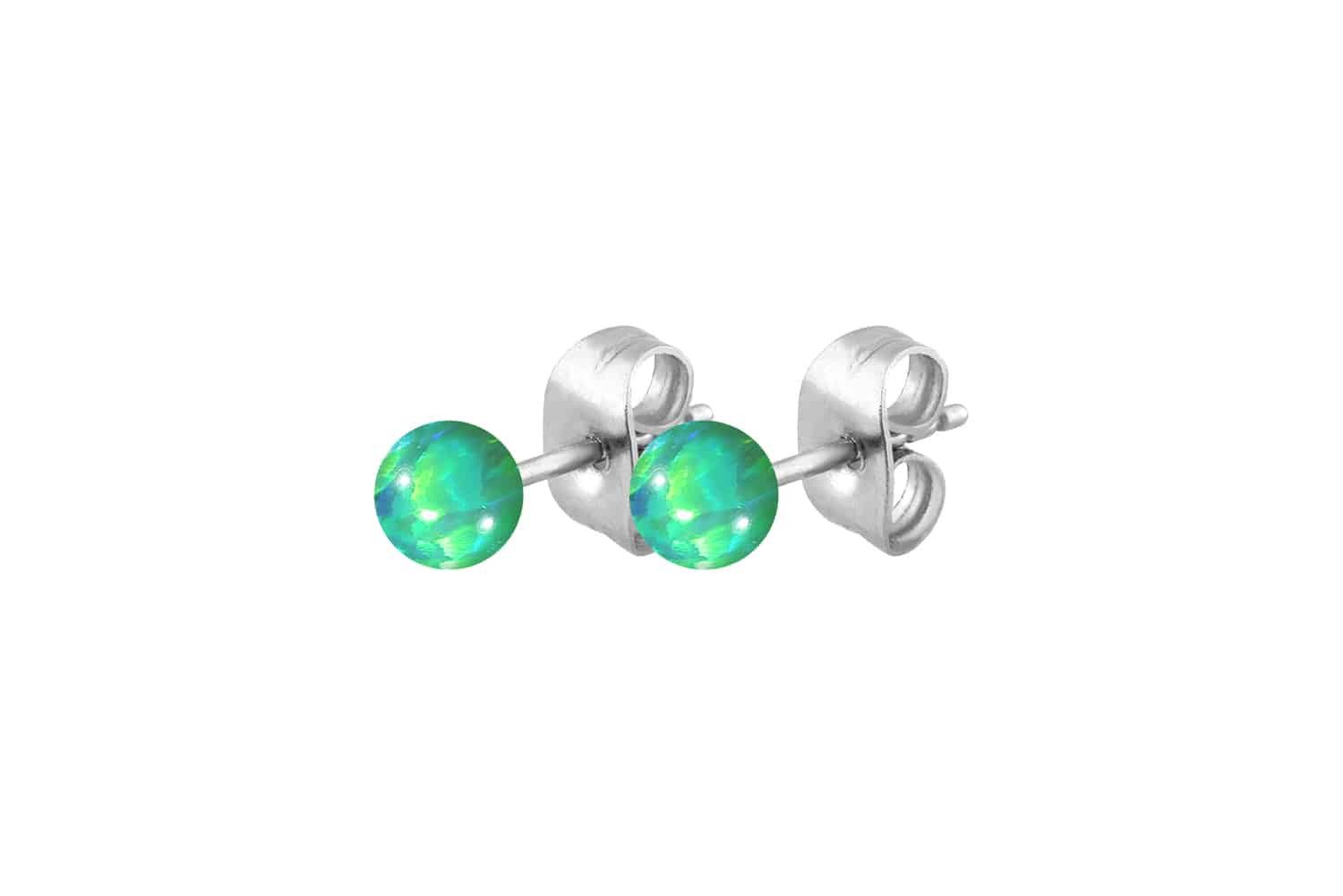 FILANGO Paar Ohrstecker Chirurgenstahl Ohrstecker SYNTHETISCHER OPAL (Ohrstecker, 1-tlg)