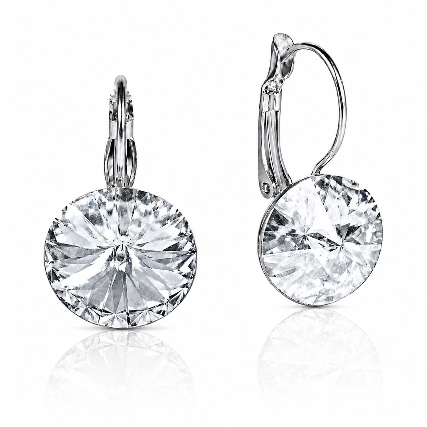 LUISIA® Paar Ohrhänger Silberne Ohrringe "Rivoli" mit 12 mm Kristallen von Swarovski® (2-tlg., inkl. Schmuckbox), Große Farbauswahl