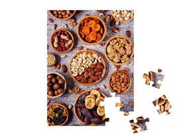puzzleYOU Puzzle Nüsse und Trockenfrüchte in Holzschalen, 48 Puzzleteile, puzzleYOU-Kollektionen Nüsse