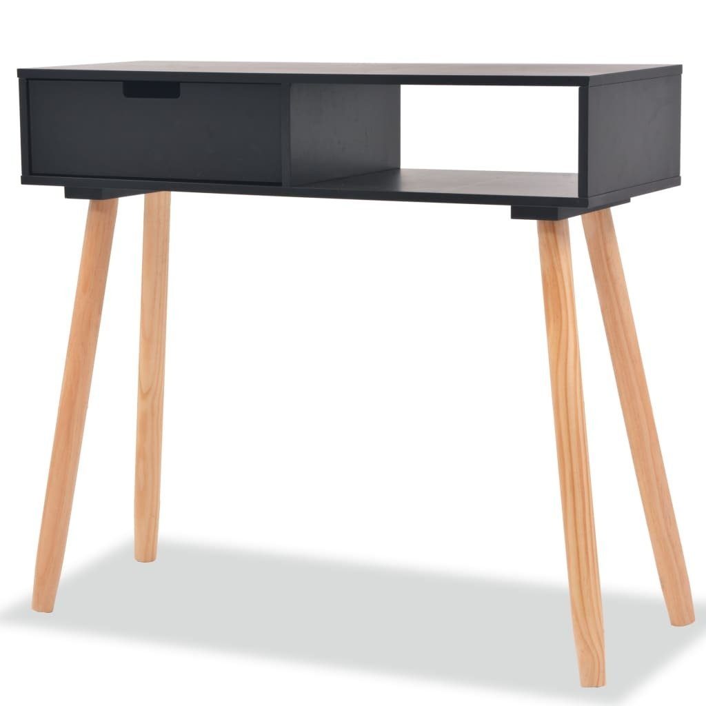 vidaXL Konsolentisch aus MDF, Beine aus Kiefer in Schwarz und Braun (LxBxH: 80x30x72 cm)
