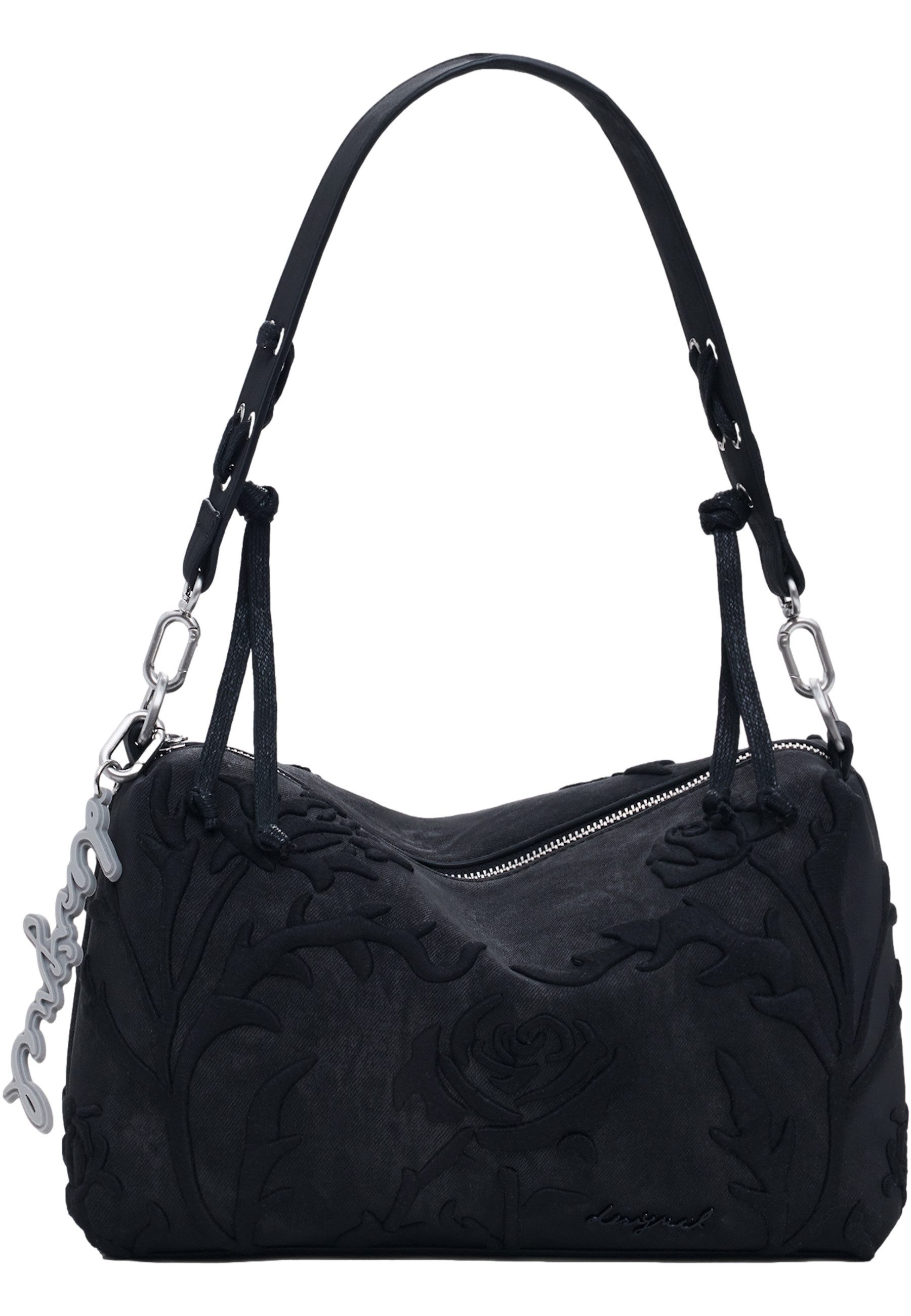 Schultertasche Tasche ROMEO FLORAL TOTAL BLACK BERGAMO