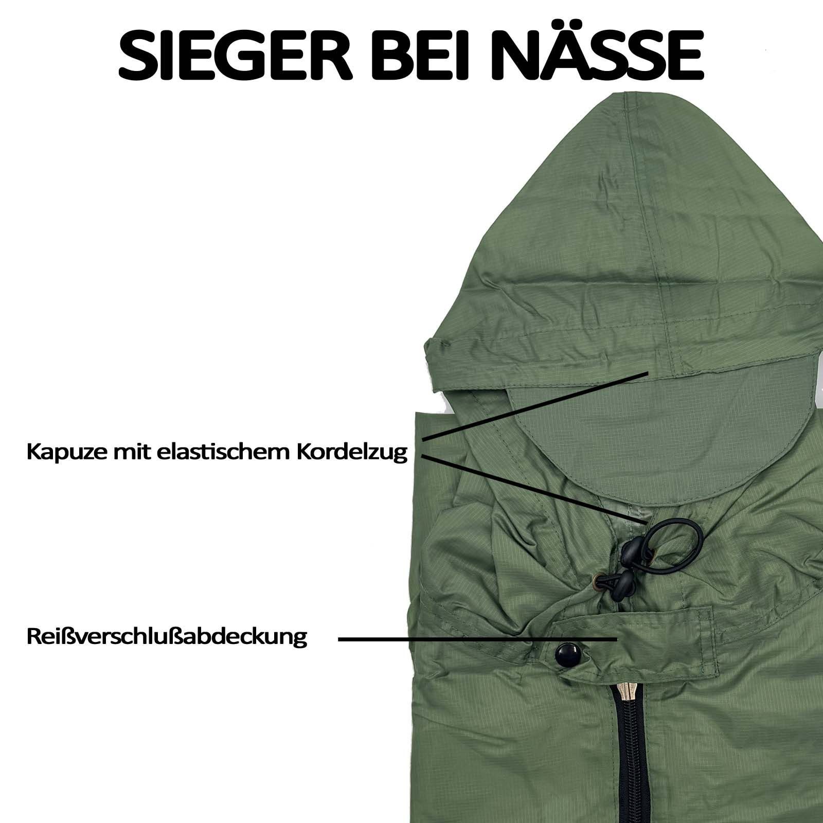 BURI Regenponcho Fahrradponcho Regencape Poncho Olivgrün unisex wasserdicht, One Size