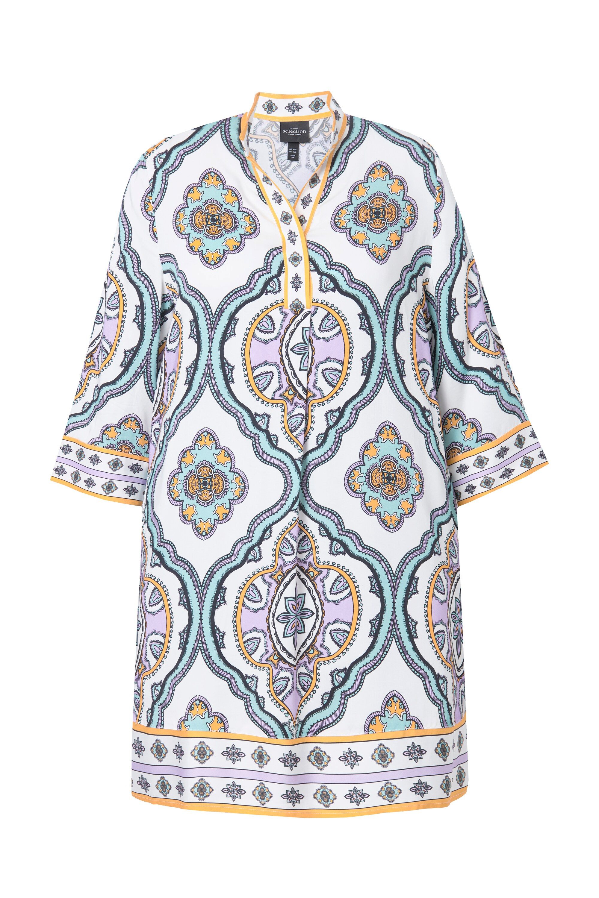 Ulla Popken Tunika Satin-Tunika Ornamente A-Linie günstig online kaufen