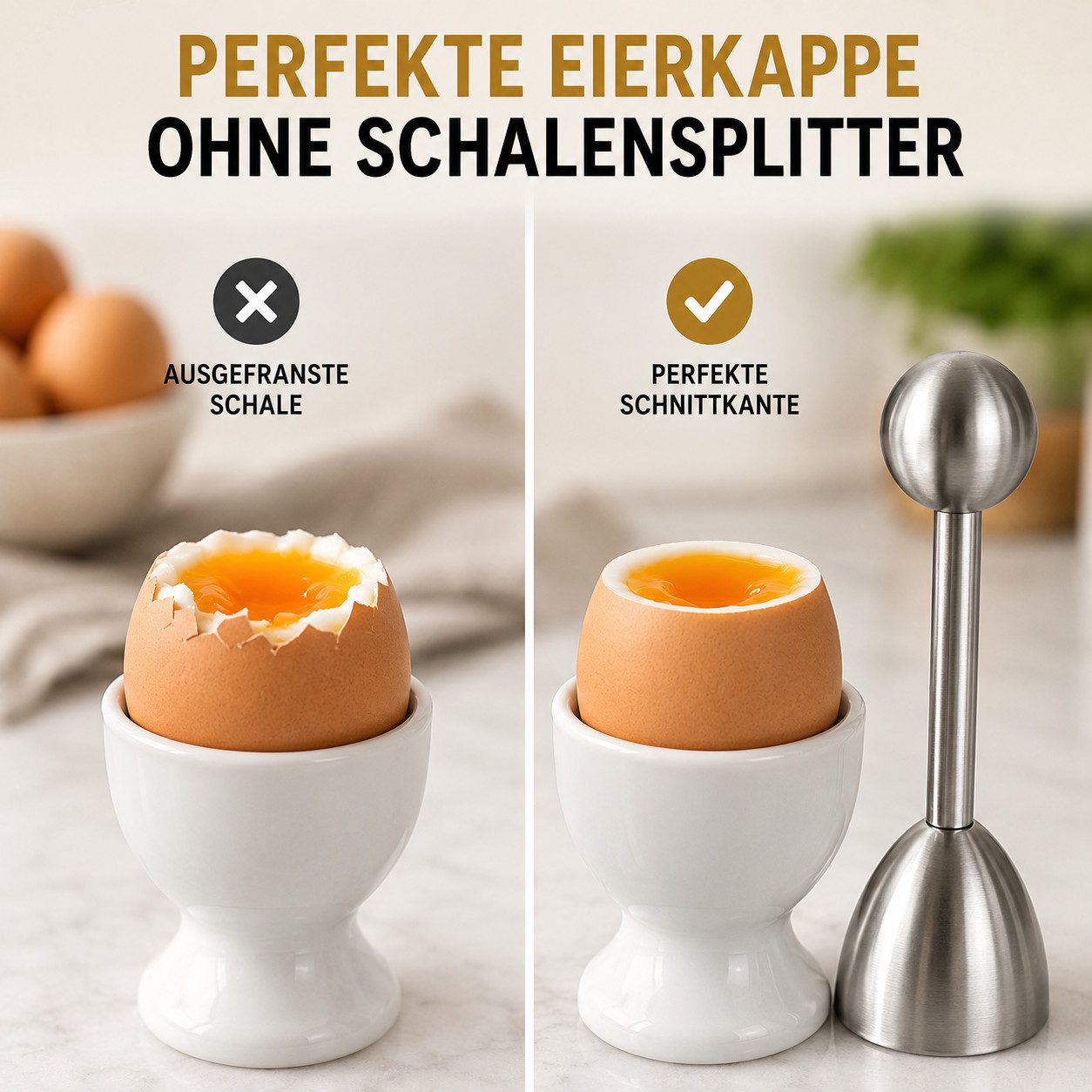 Topanbieter999 Eierköpfer rostfreier Edelstahl, sauberer Schalenschnitt, Federmechanismus, (1 Stück Eierköpfer), Spülmaschinengeeignet, Langlebig, für Haushalt und Gastronomie