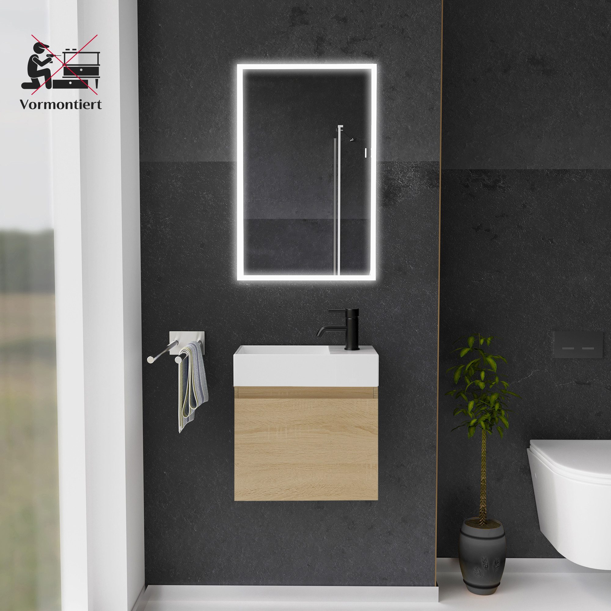 Alpenberger Badmöbel-Set - Waschbecken mit Unterschrank - Badschrank Komple günstig online kaufen