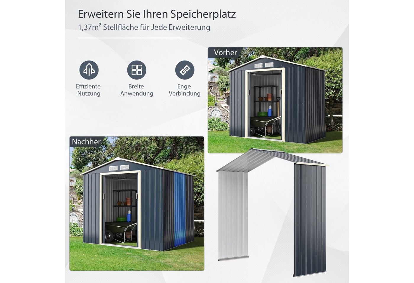 Thumbnail - COSTWAY Gerätehaus, BxT: 213x191 cm, Erweitert, mit 4 Luftschlitzen