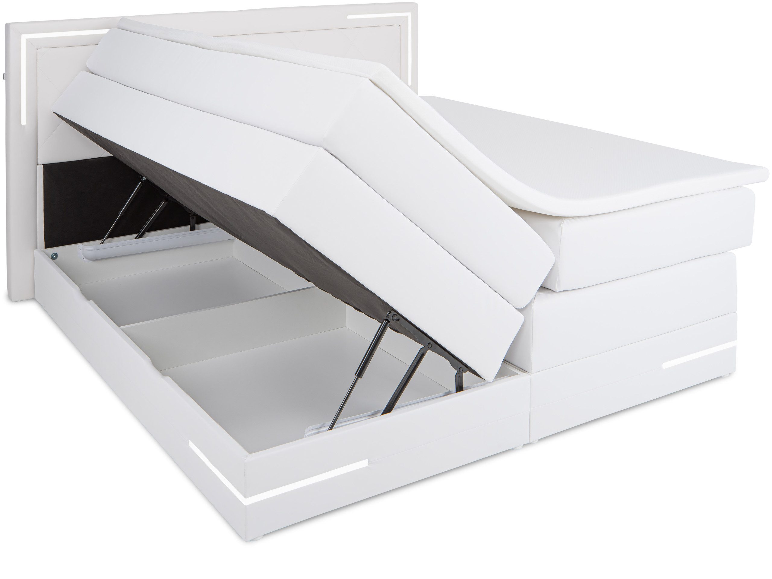 wonello Boxspringbett Arizona, mit LED Beleuchtung und Topper, wahlweise mit Bettkasten