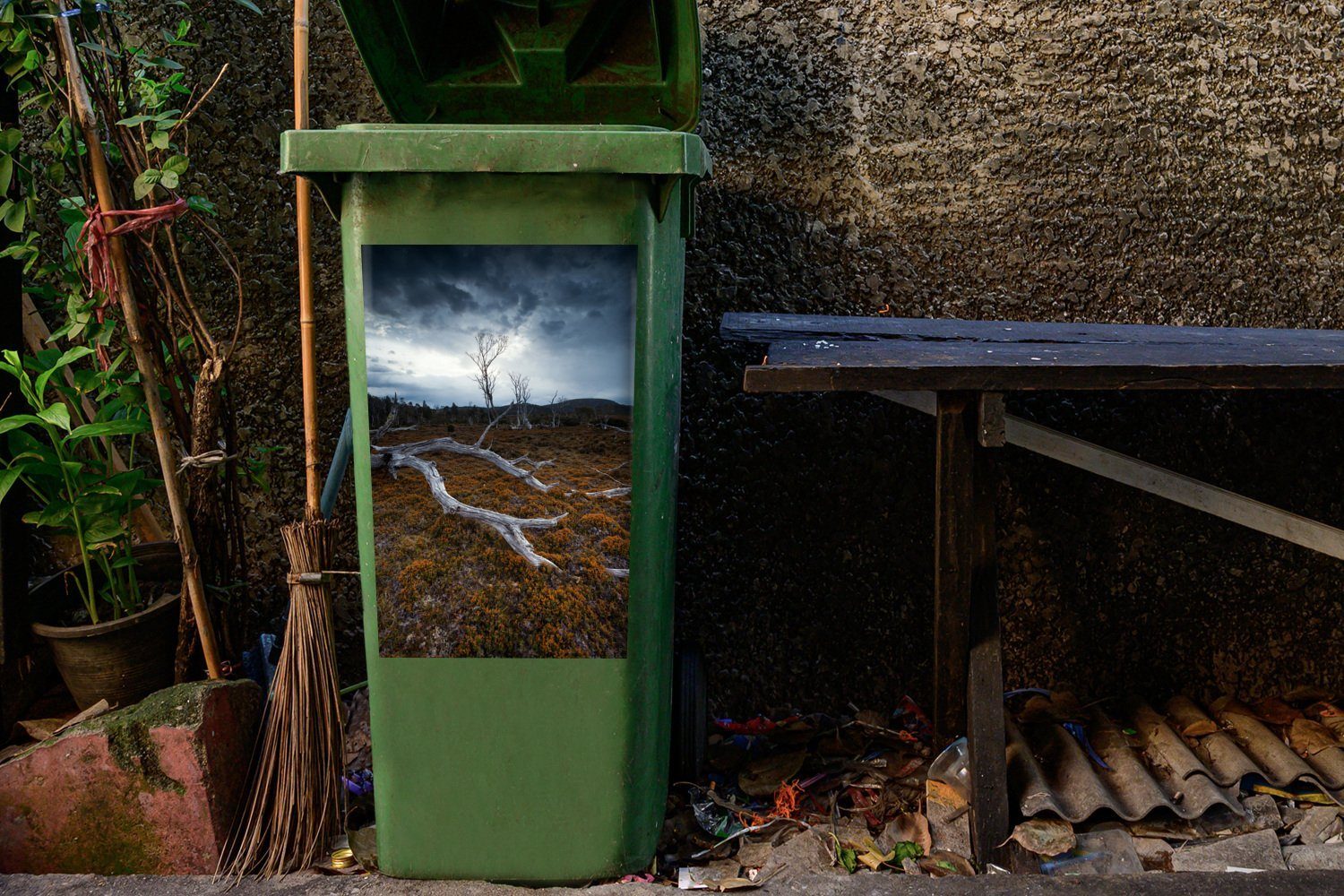 Mülleimer-aufkleber, (1 Container, Abfalbehälter Baum Wandsticker MuchoWow St), Cradle Mülltonne, Sticker, Mountain Tasmanien Park National