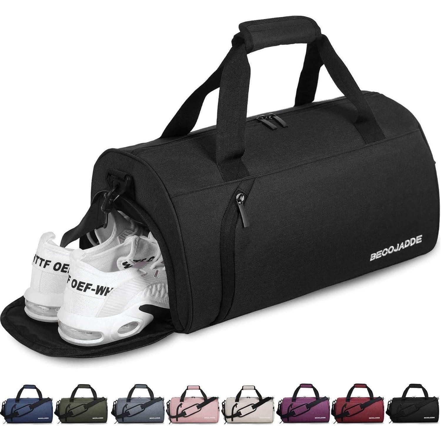 LuxusKollektion Reisetasche Sporttaschen Damen Herren Duffel Schuhfach Nassfach 25L Schwarz