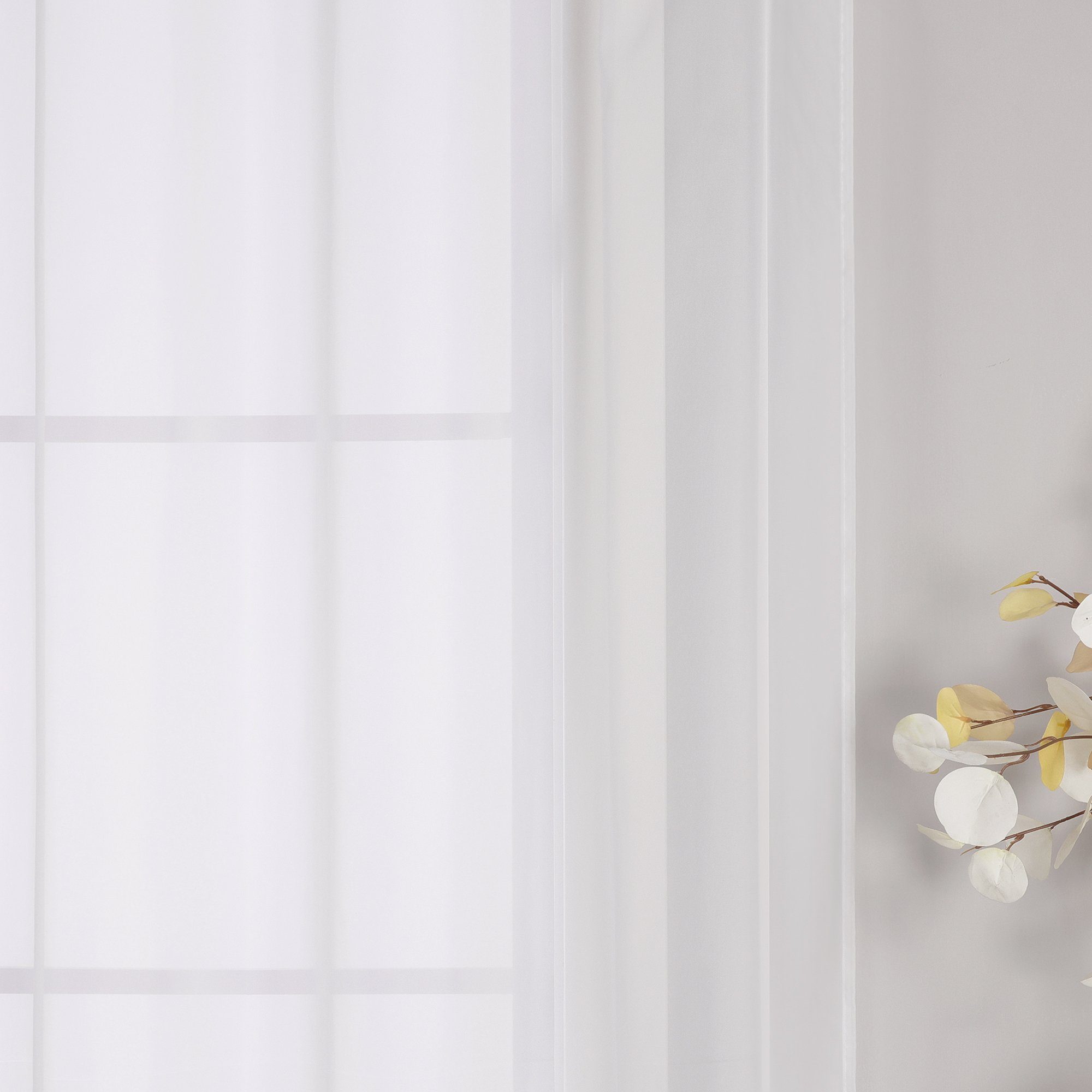 Schals transparent, Fenster Satinband, Kräuselband, Maja, Gardine Joyswahl, mit weiß