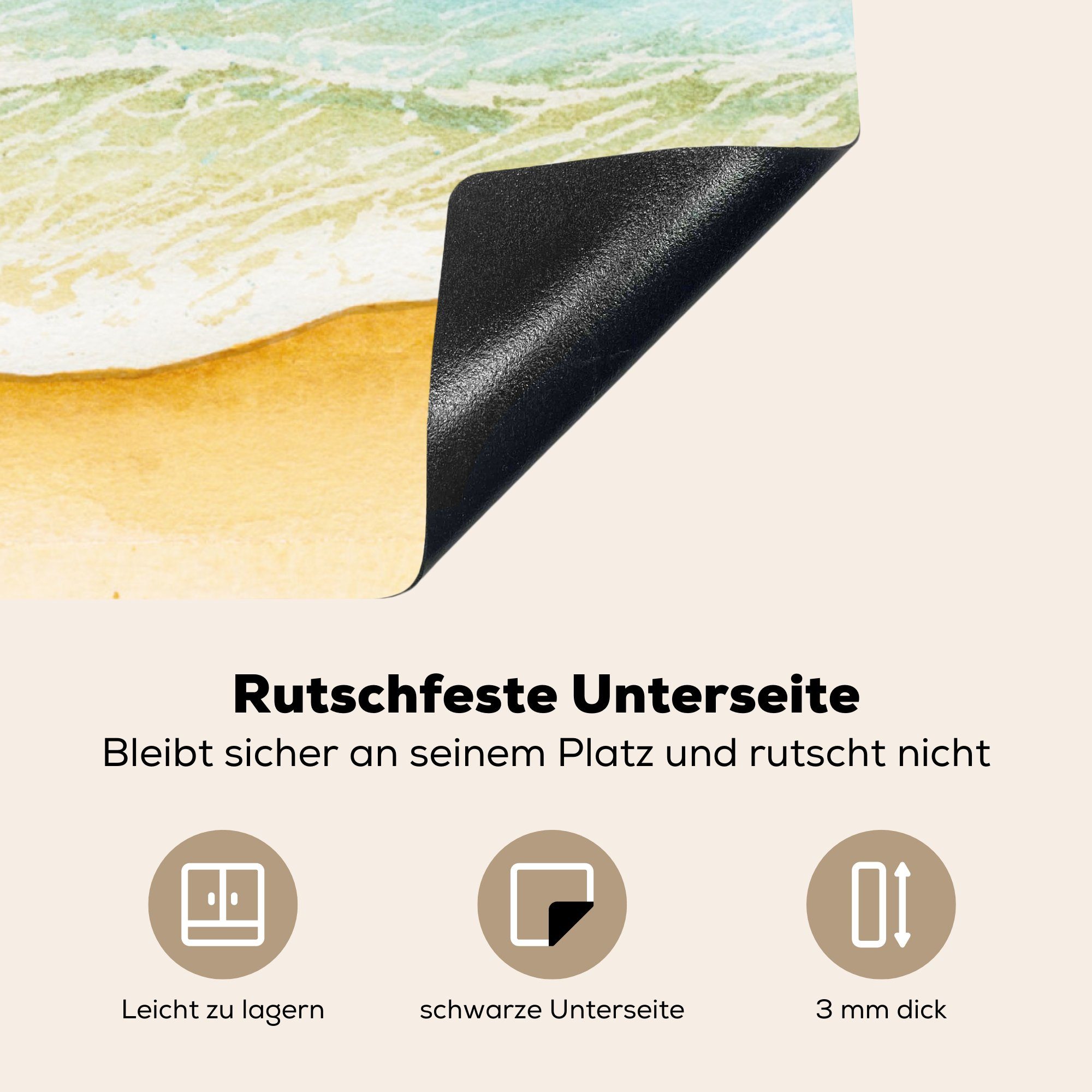 Strand Meer Vinyl, für (1 küche MuchoWow Himmel, 78x78 cm, Herdblende-/Abdeckplatte Ceranfeldabdeckung, - tlg), Arbeitsplatte -