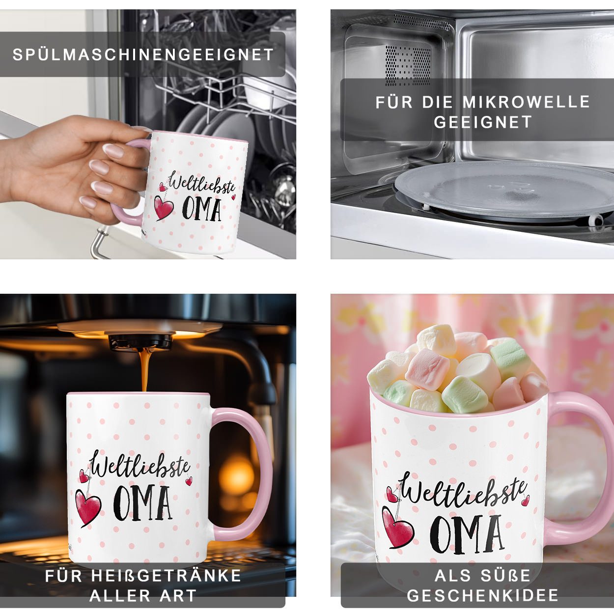 Sunnywall Dekokissen Weltliebste Mama, Papa, Oma oder Opa - Kuschelkissen Familien-Kissen, mit Füllung, farbige Rückseite, inkl. Karte, auch als Tasse od. Bundle