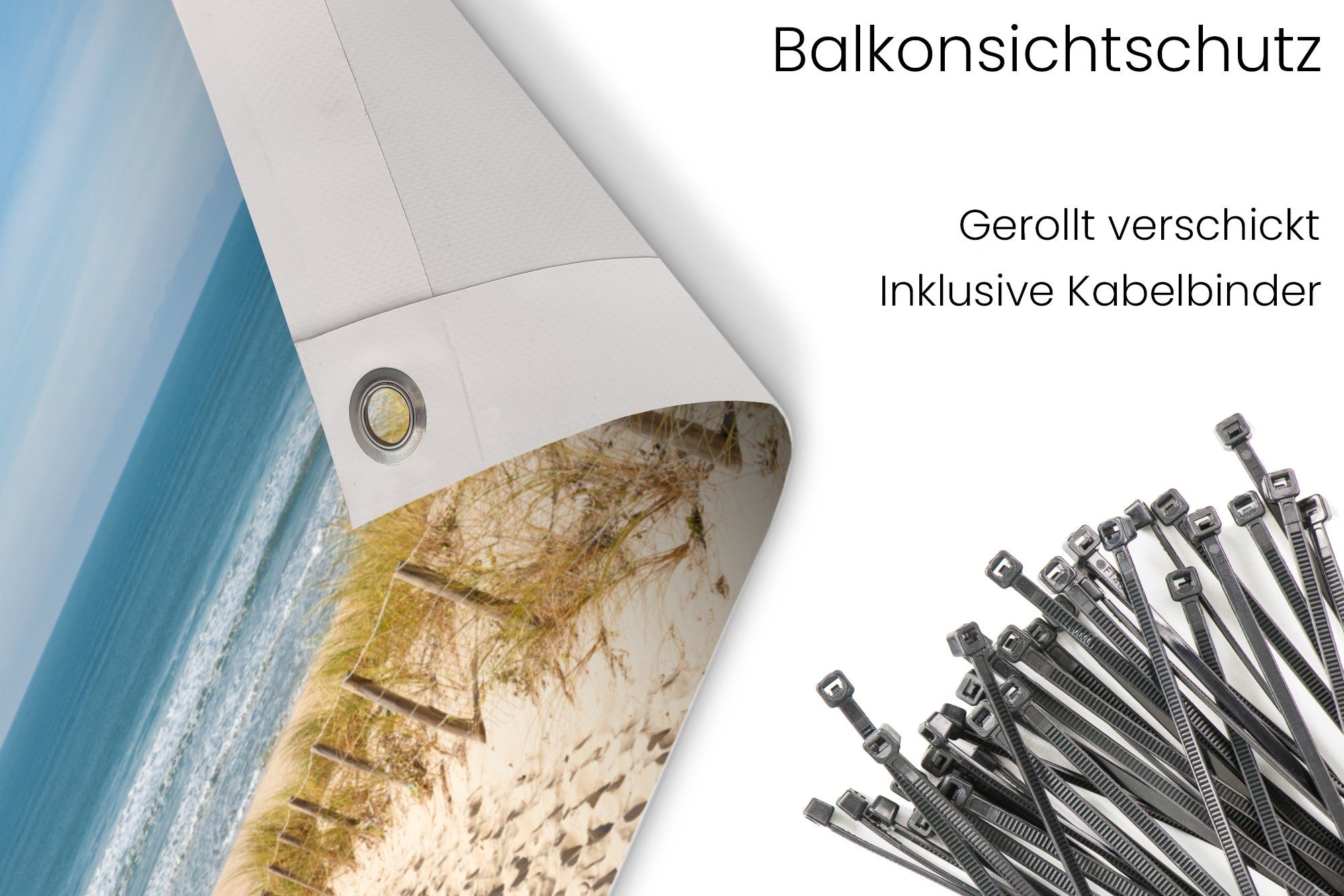 MuchoWow Balkonsichtschutz Strand - Meer - Düne - Sand - Sommer (1-St) Balkon Sichtschutz 90x200, Windschutz für Zaun PVC, 200x90 cm – Bild 5 von 5