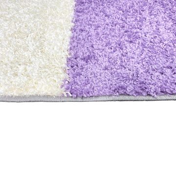 Teppich Langflor-Teppich mit Kariertem Muster in Flieder, Grau und Creme, Carpetia, rechteckig, Höhe: 30 mm, Geeignet für Fußbodenheizung