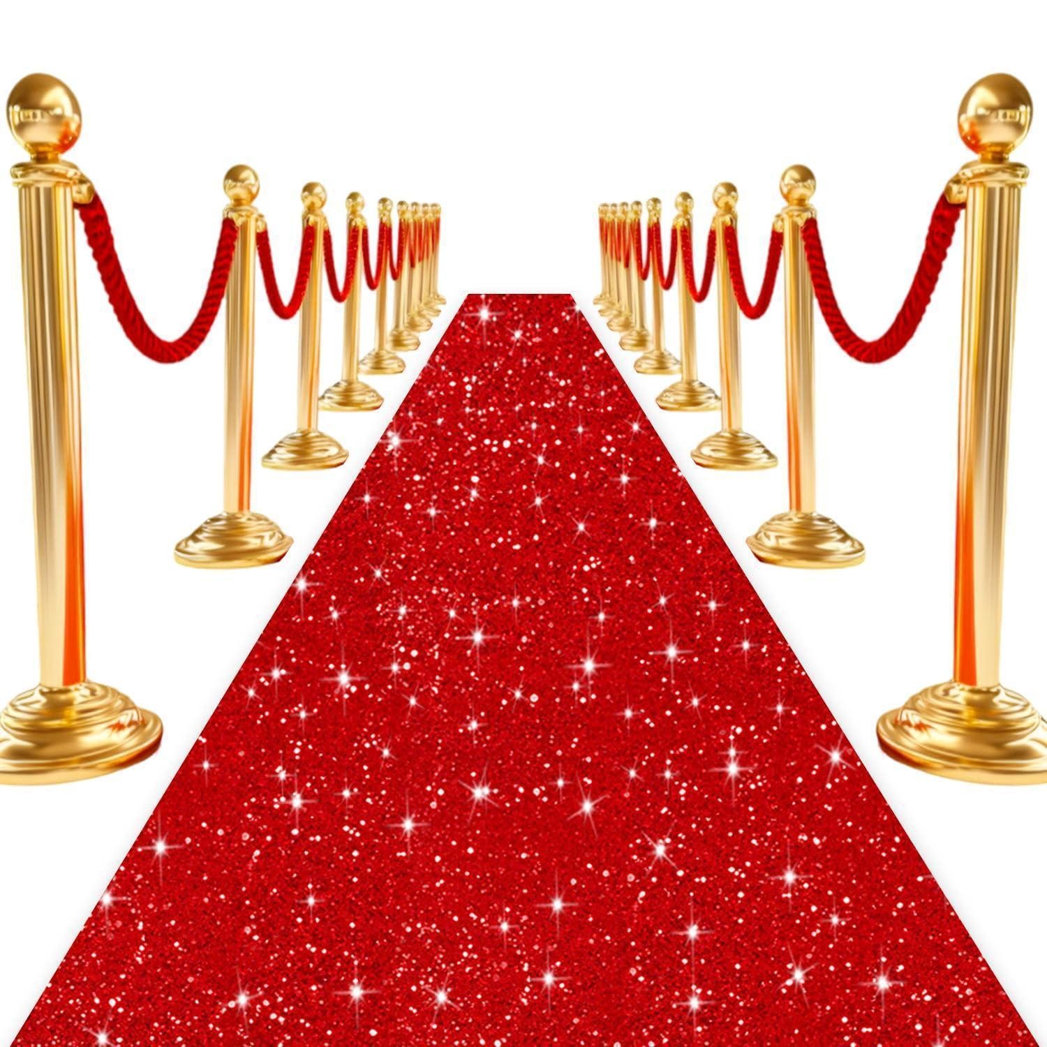 LuxusKollektion Läufer Gangläufer Pailletten Rot 60x4,5m, rechteckig, Höhe: 5 mm