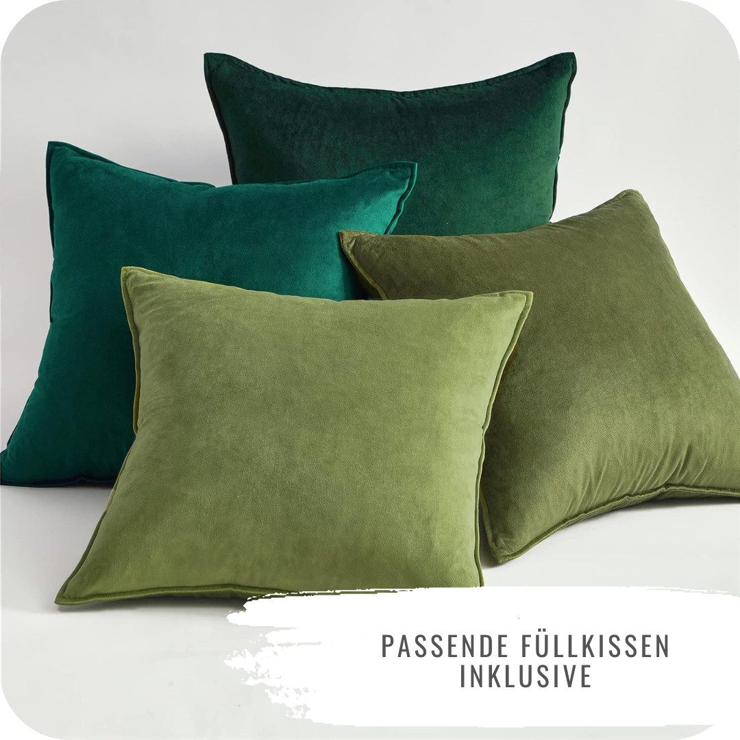 Interior by Hakito Декоративные подушки 4er Set Подушкиbezüge inklusive Füllkissen Set Sami Samt weich, Подушкиhülle mit Füllung