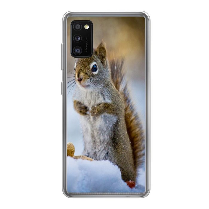 MuchoWow Handyhülle Eichhörnchen - Nüsse - Schnee - Winter - Nagetiere - Jahreszeiten Handyhülle Samsung Galaxy A41 Smartphone-Bumper Print Handy