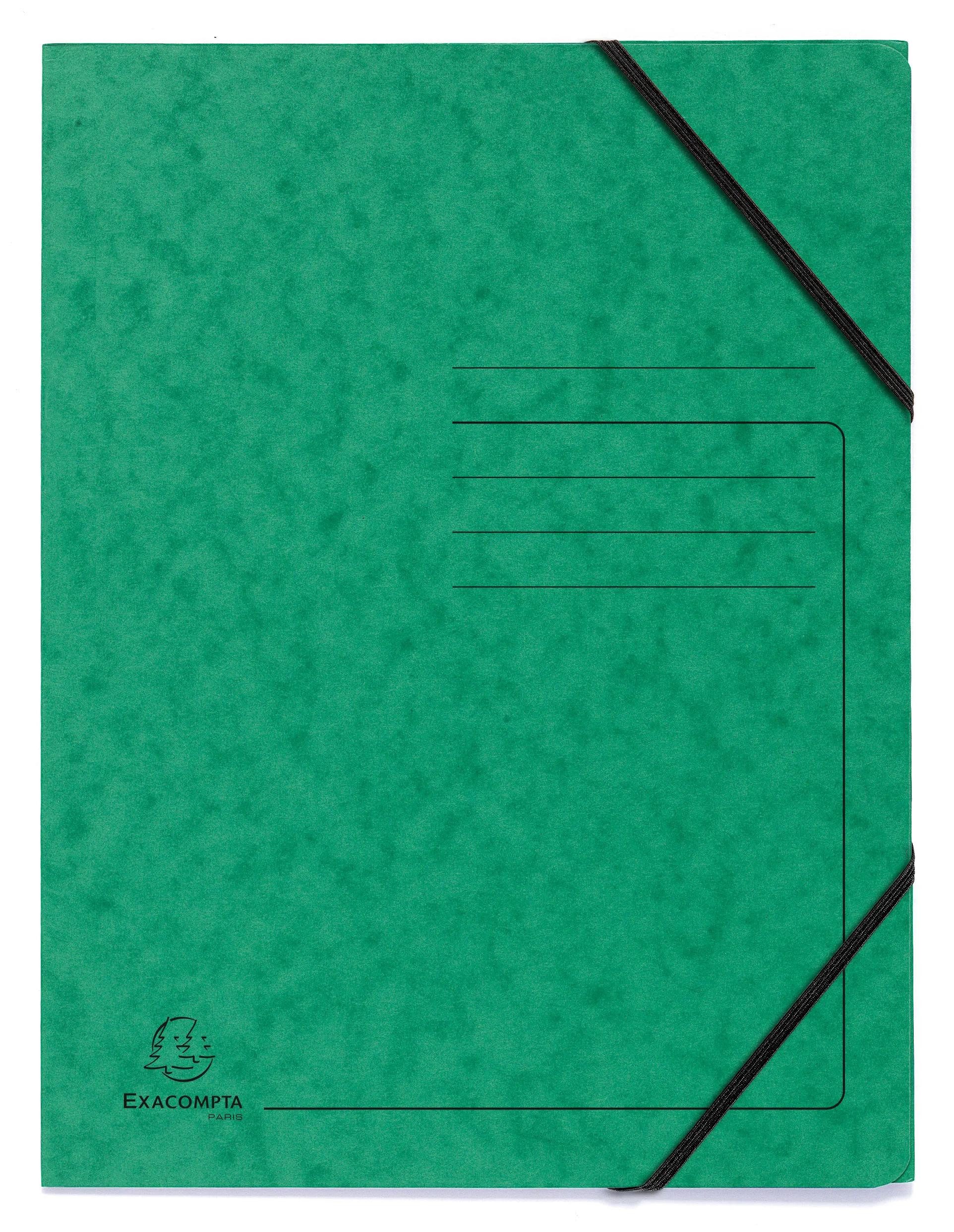 EXACOMPTA Organisationsmappe 25x Eckspannmappe + Gummizug ohne Klappen, Karton, A4, Grün, 555413E, Eckspanner