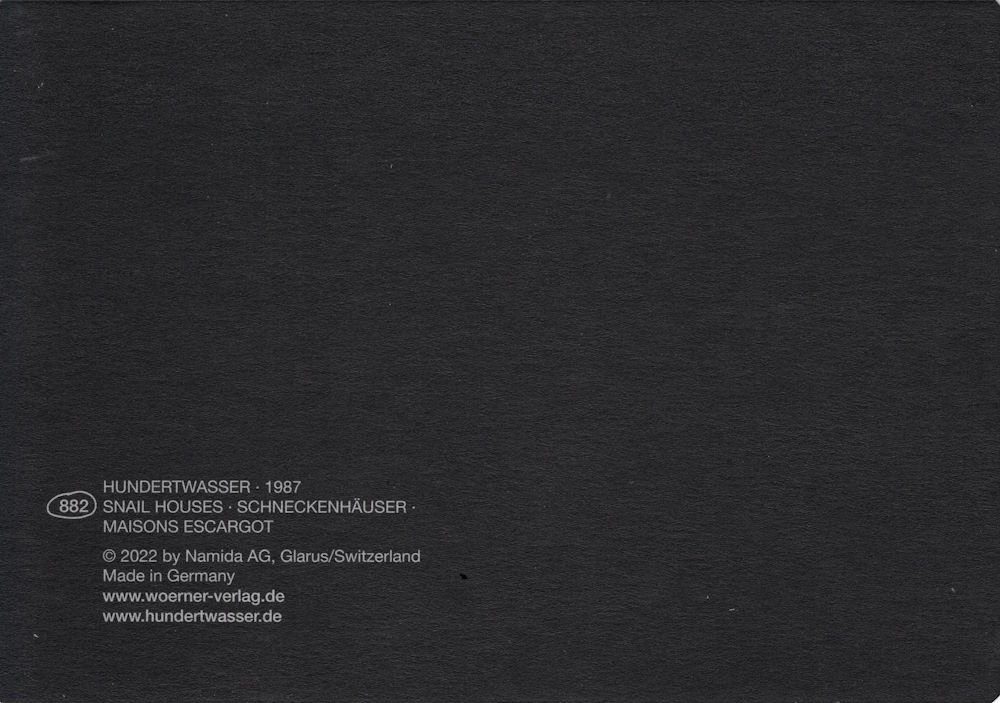 Postkarte Kunstkarte Hundertwasser "Schneckenhäuser"