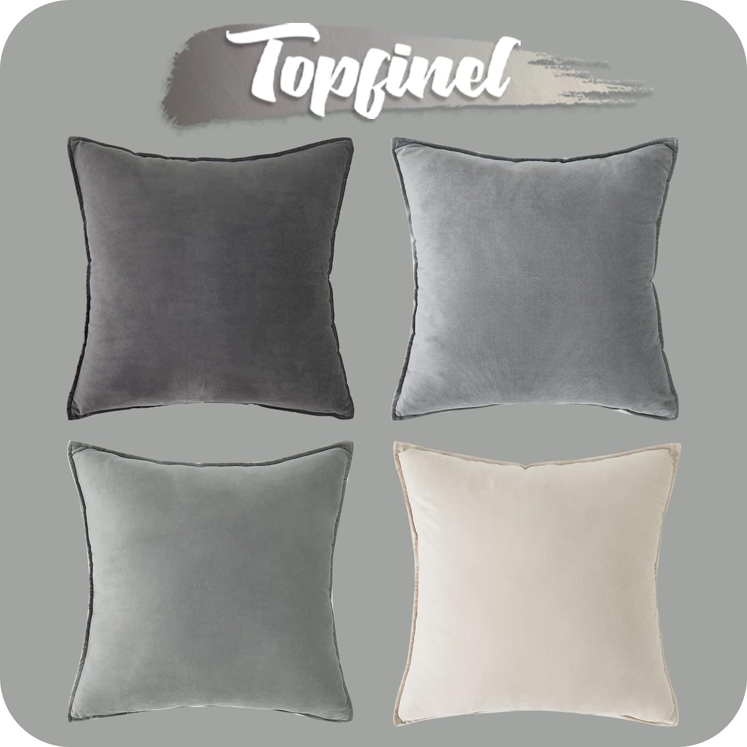 Topfinel Kissenbezüge 4er Set 40x40 & 50x50 cm aus weichem Samt-flauschig mit Farbverlauf, Kissenhülle ohne Füllung – Dekokissenbezug aus Samt für Sofa & Bett