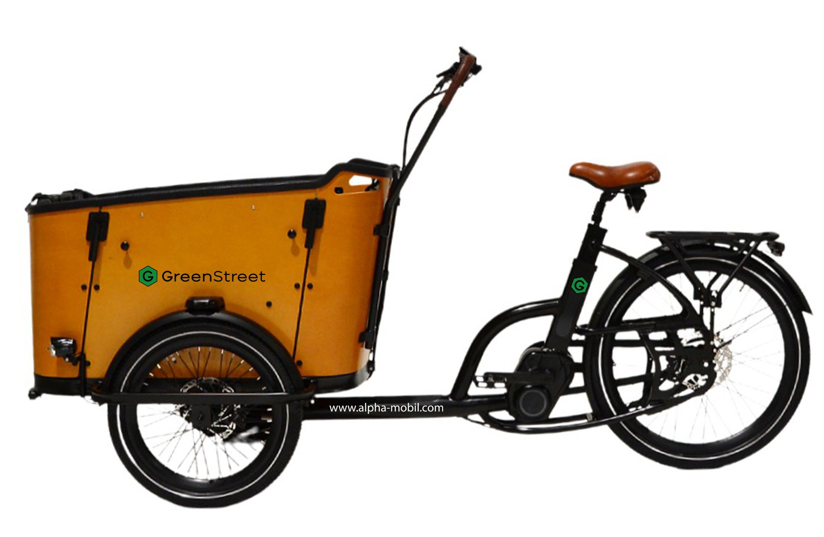 GreenStreet E-Bike Lastenrad Family-Cargo 672 Wh, 8 Gang Shimano Nexus Schaltwerk, Nabenschaltung, Mittelmotor, 672 Wh, Blinker